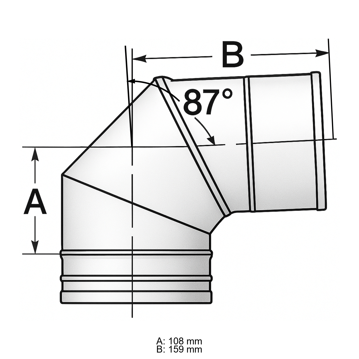Schiedel PRIMA PLUS Bogen 87° Ø130 mm einwandig matt