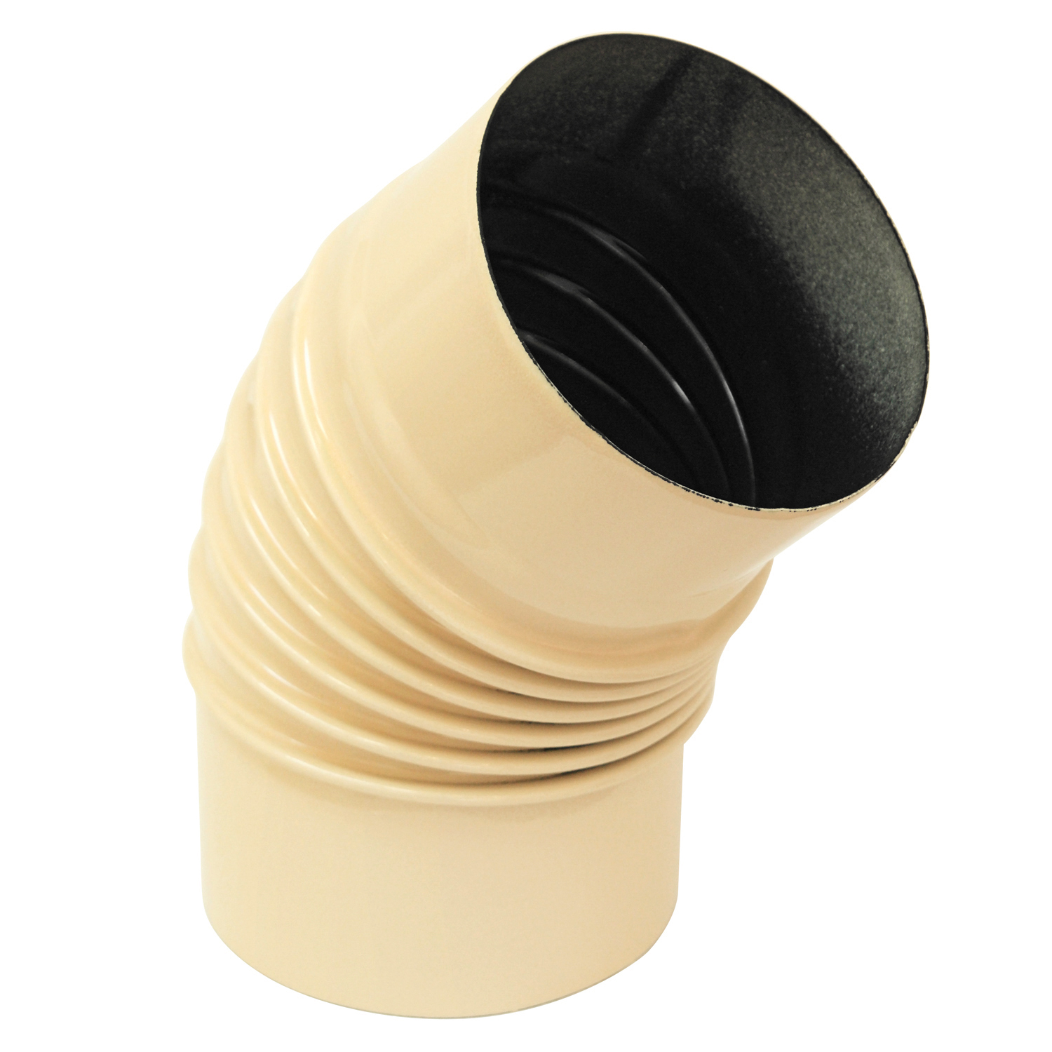Raik Rauchrohrbogen / Ofenrohrbogen Emaille 120mm - 45° Bogen gerippt Elfenbein mit Reinigungsöffnung