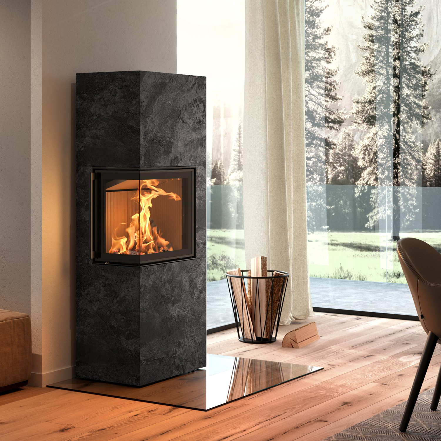 Spartherm Lungo 2L Kaminofen Keramik Krater riverwashed