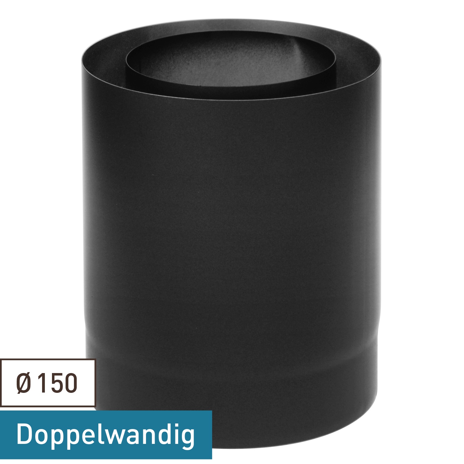Raik Coltherm Längenelement 150mm schwarz doppelwandig L: 250mm für Rauchrohr / Ofenrohr