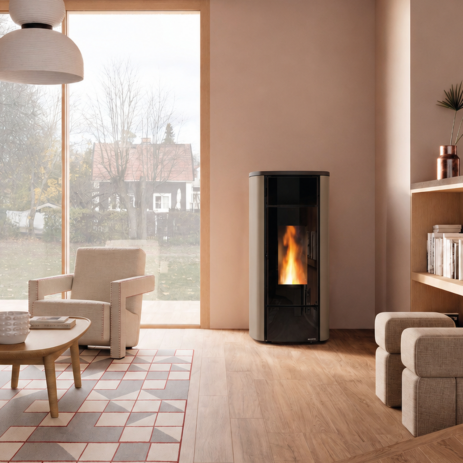 Extraflame Miriana Idro H20 wasserführender Pelletofen taupe matt Evolution Line