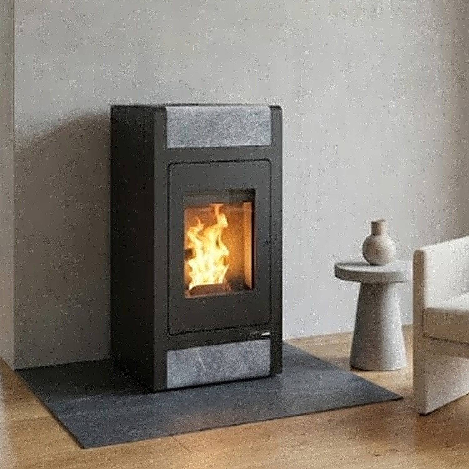 Haas+Sohn P Pelletofen HSP 2.stone, perl-schwarz/Speckstein - mit WLAN Option (Local mit Wochenprogramm)