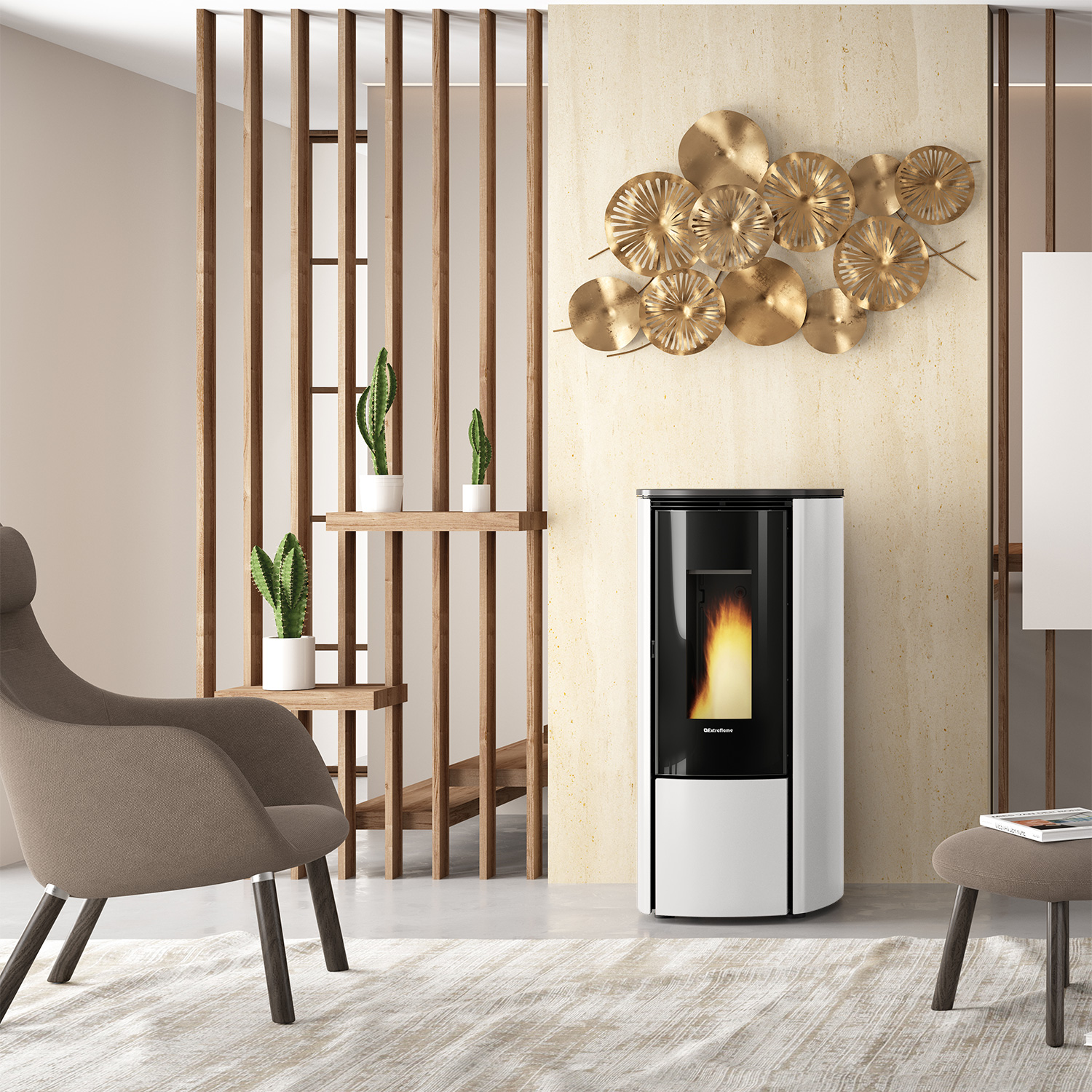 Extraflame Evolution Line Katia 9 Pelletofen Stahl Weiß Extraflame Evolution Line Katia 9 Pelletofen Stahl Weiß