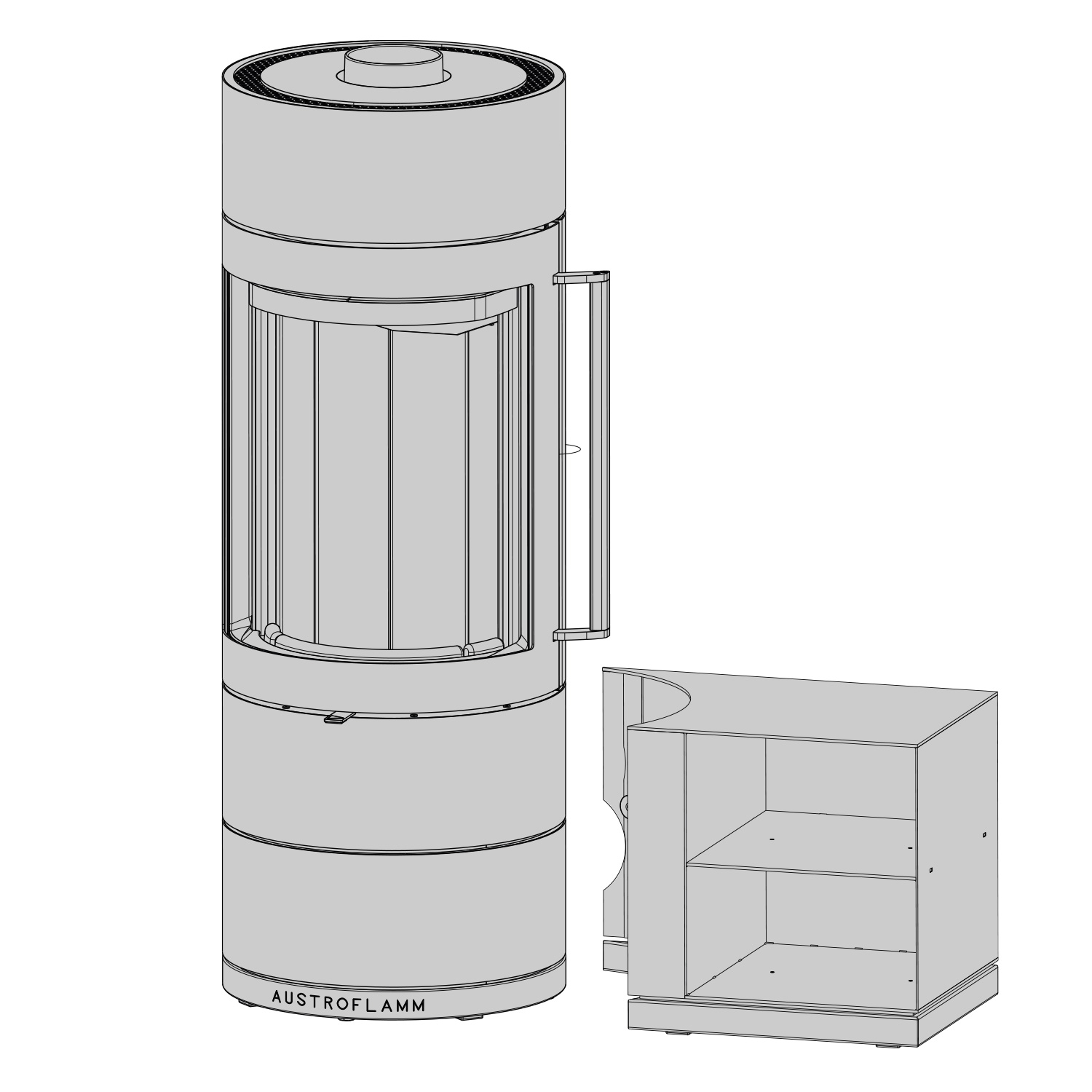 Austroflamm Lux Beistellbox rechts 36 cm Austroflamm Lux Beistellbox rechts 36 cm