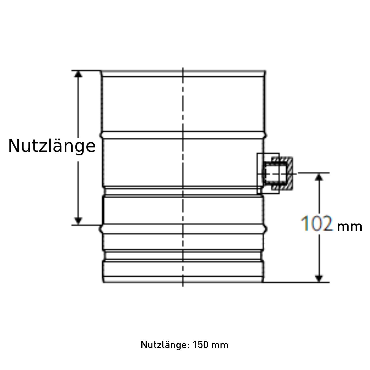 Schiedel PRIMA PLUS Rohrelement 200mm Ø130 mm mit Messöffnung einwandig matt