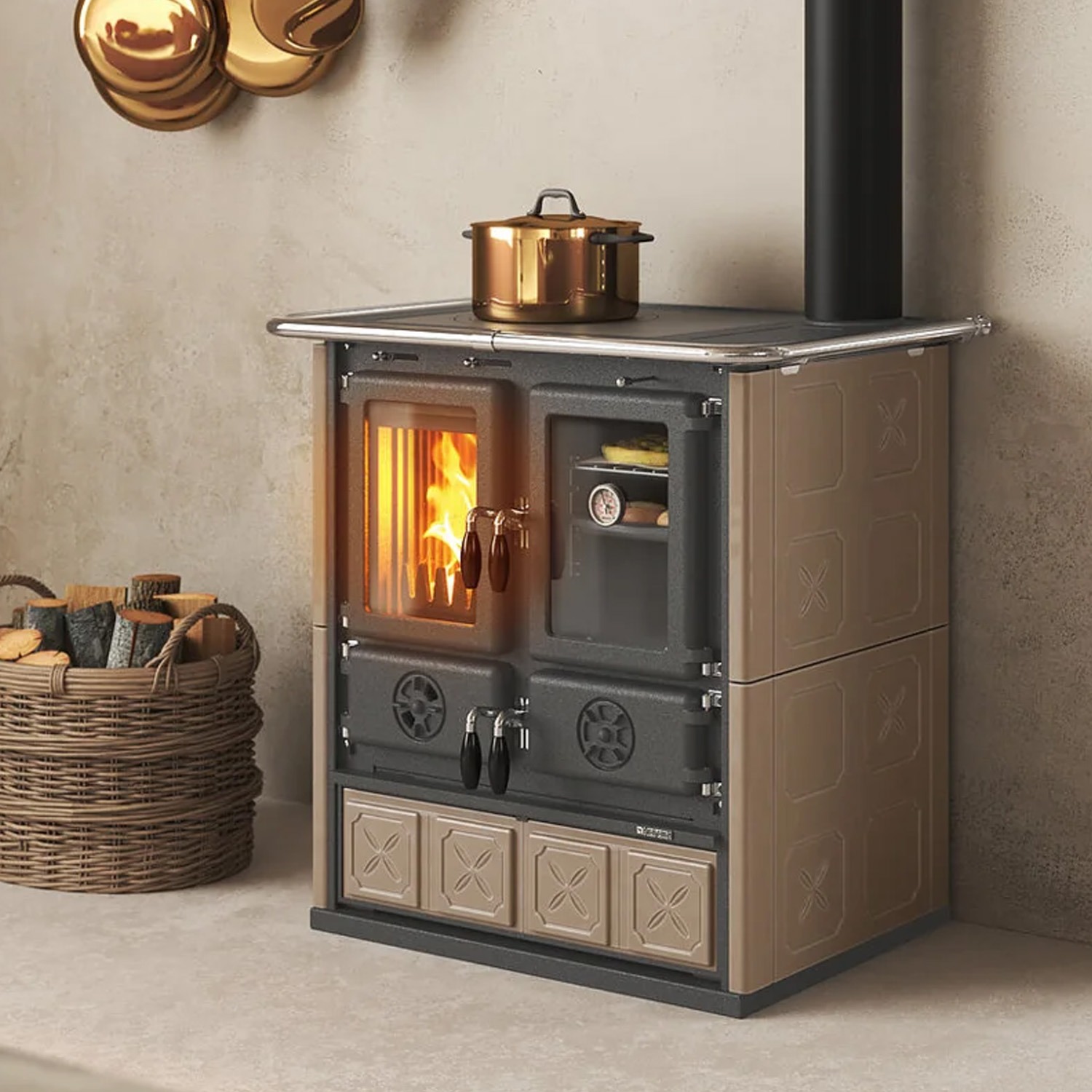 La Nordica ROSETTA.16 Majolika - Taupe Küchenofen