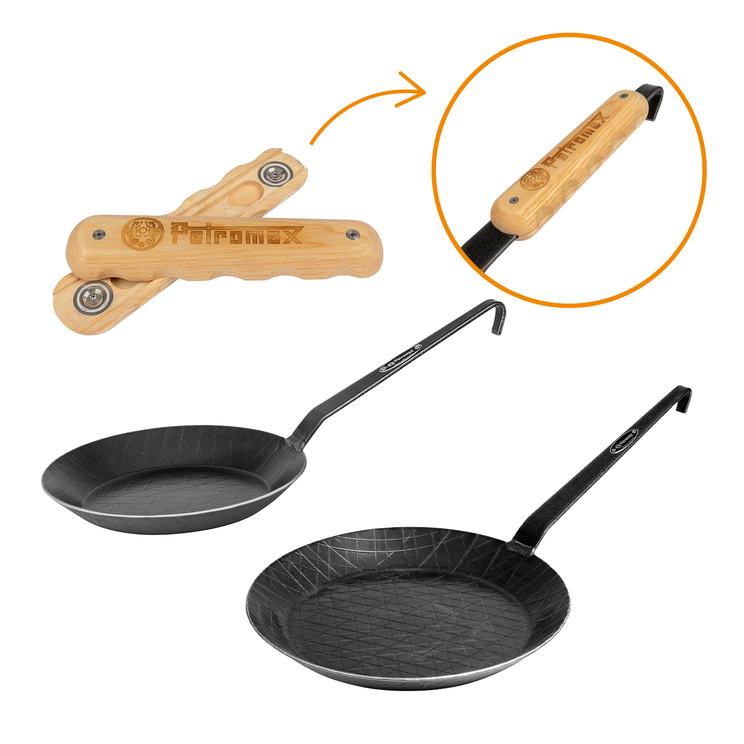 Petromax Pfannen-Set Schmiedeeisen und Holzgriff