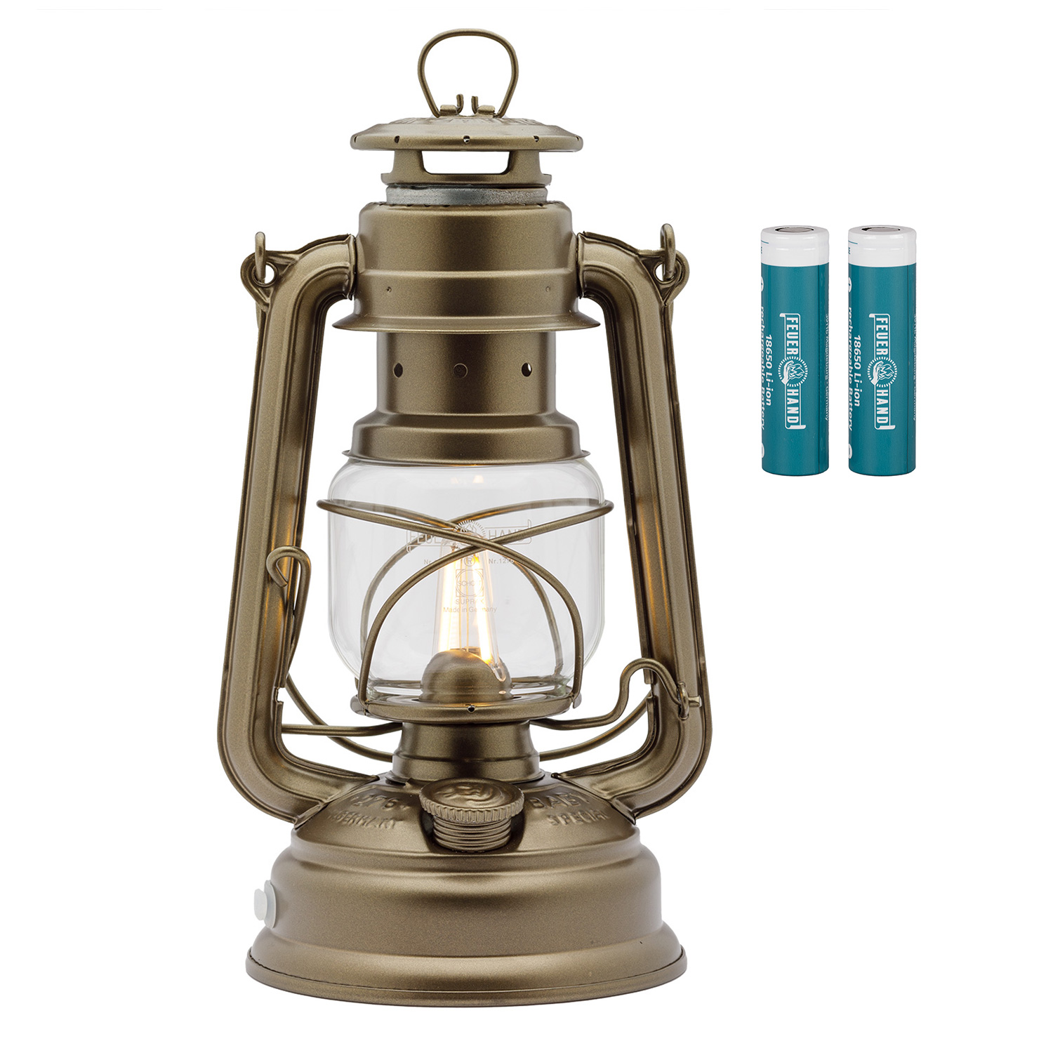 Feuerhand LED Laterne Baby Special 276 Bronze + 2x Feuerhand Akku