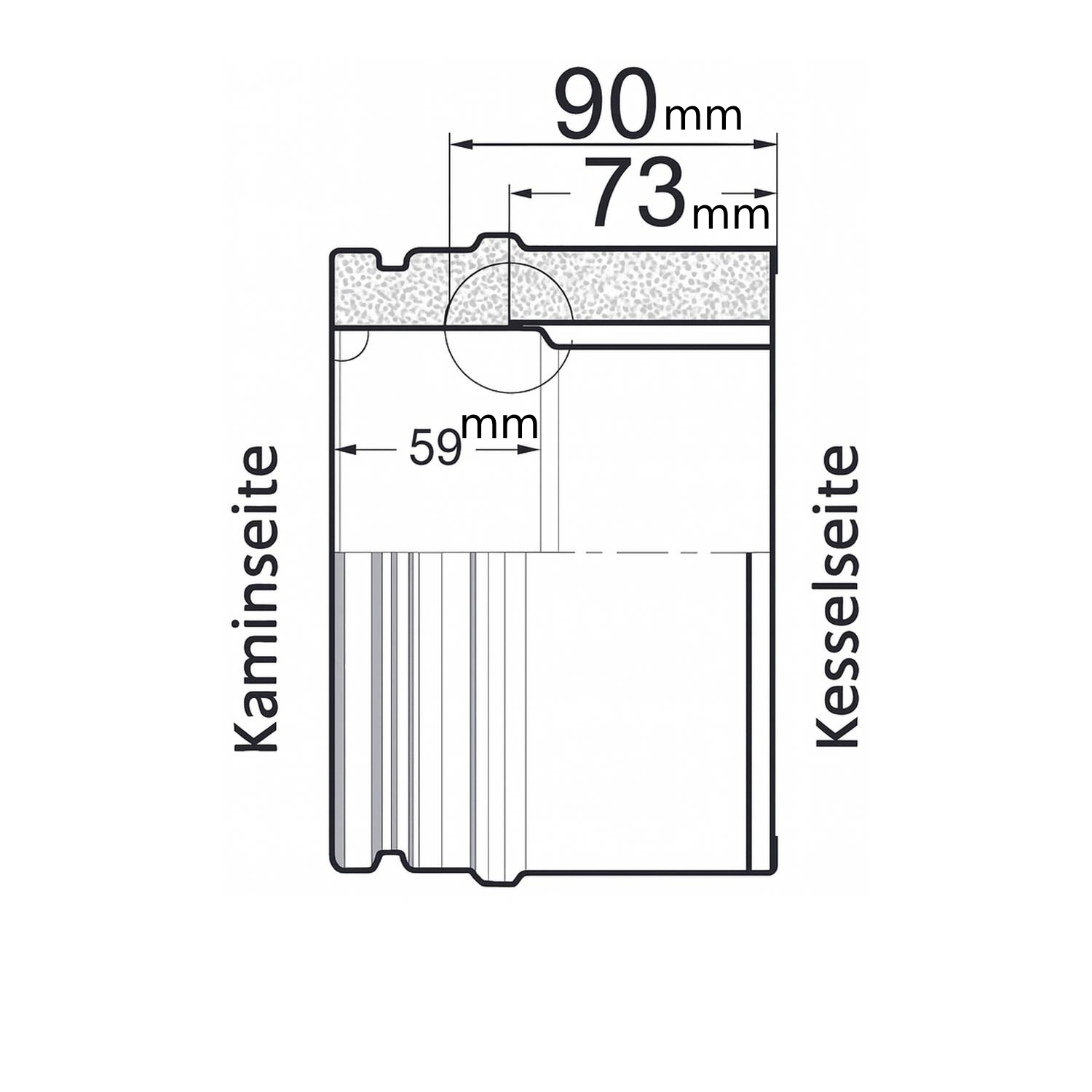 Schiedel Doppelwandfutter Ø100 kurz für ICS Ø130 mm doppelwandig glänzend