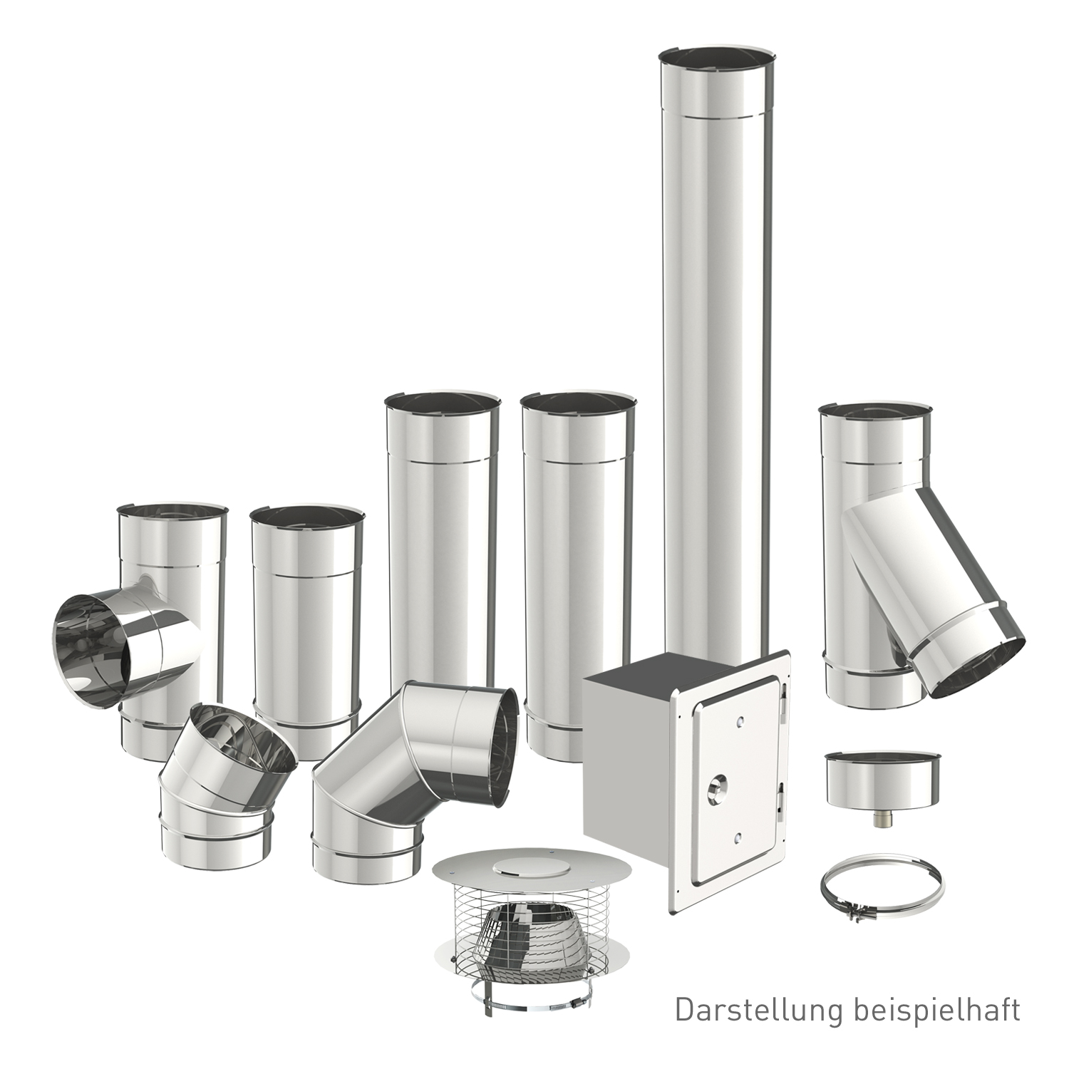 Holetherm Sanierungsschornstein, Einwandiger Edelstahlschornstein 130 mm im Set, Länge 5 m