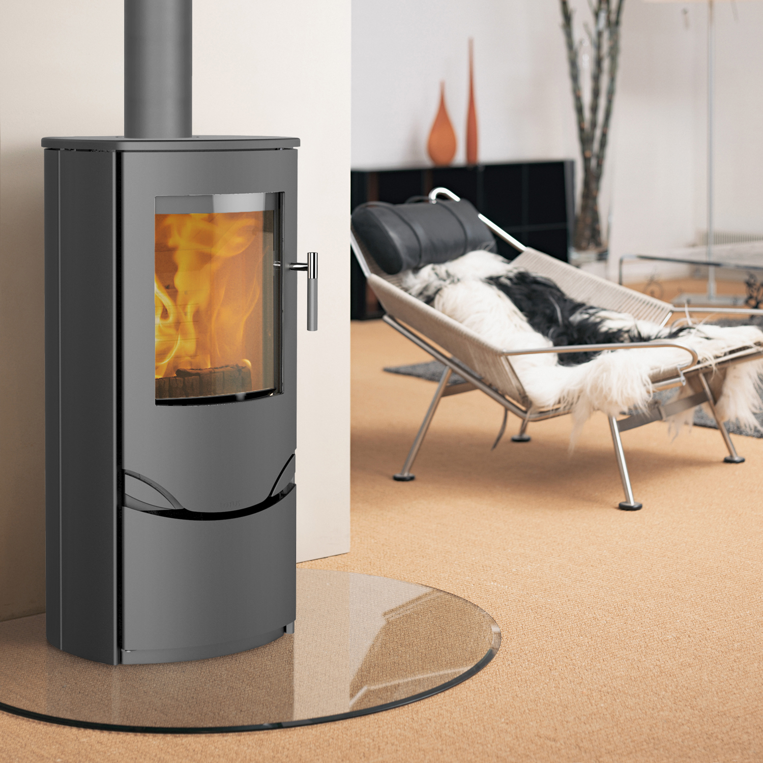 Lotus Prio 5 Kaminofen Stahl Grau, RR hinten od. RR oben
