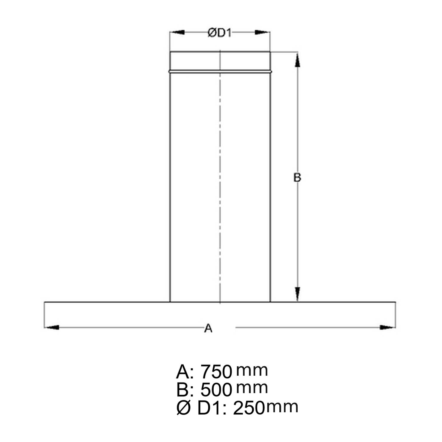Schiedel Dachdurchführung 0° Stutzen doppelwandig für ICS Ø130 mm / 150 mm glänzend