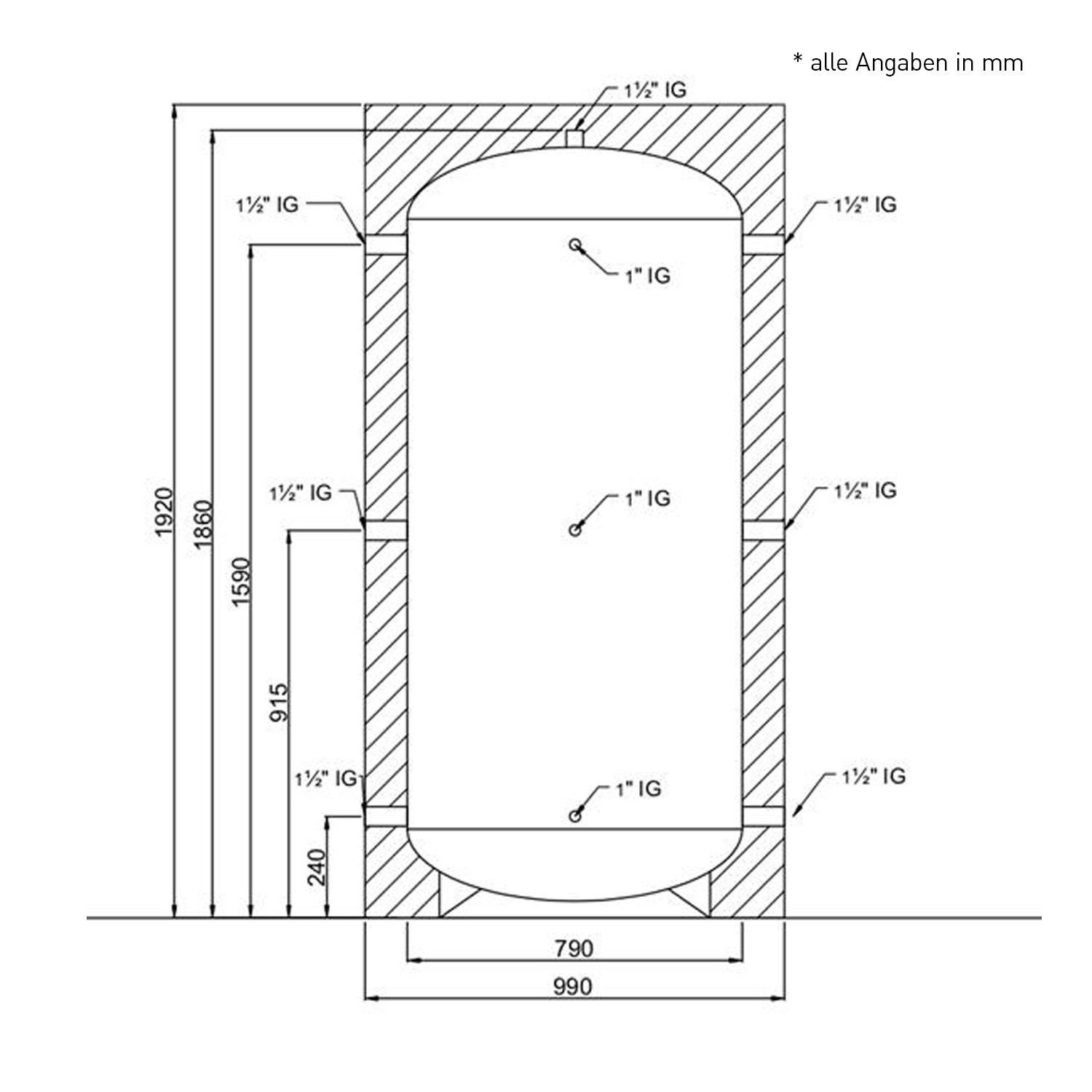 Prinz Hochleistungs-Pufferspeicher 800l mit Isolierung