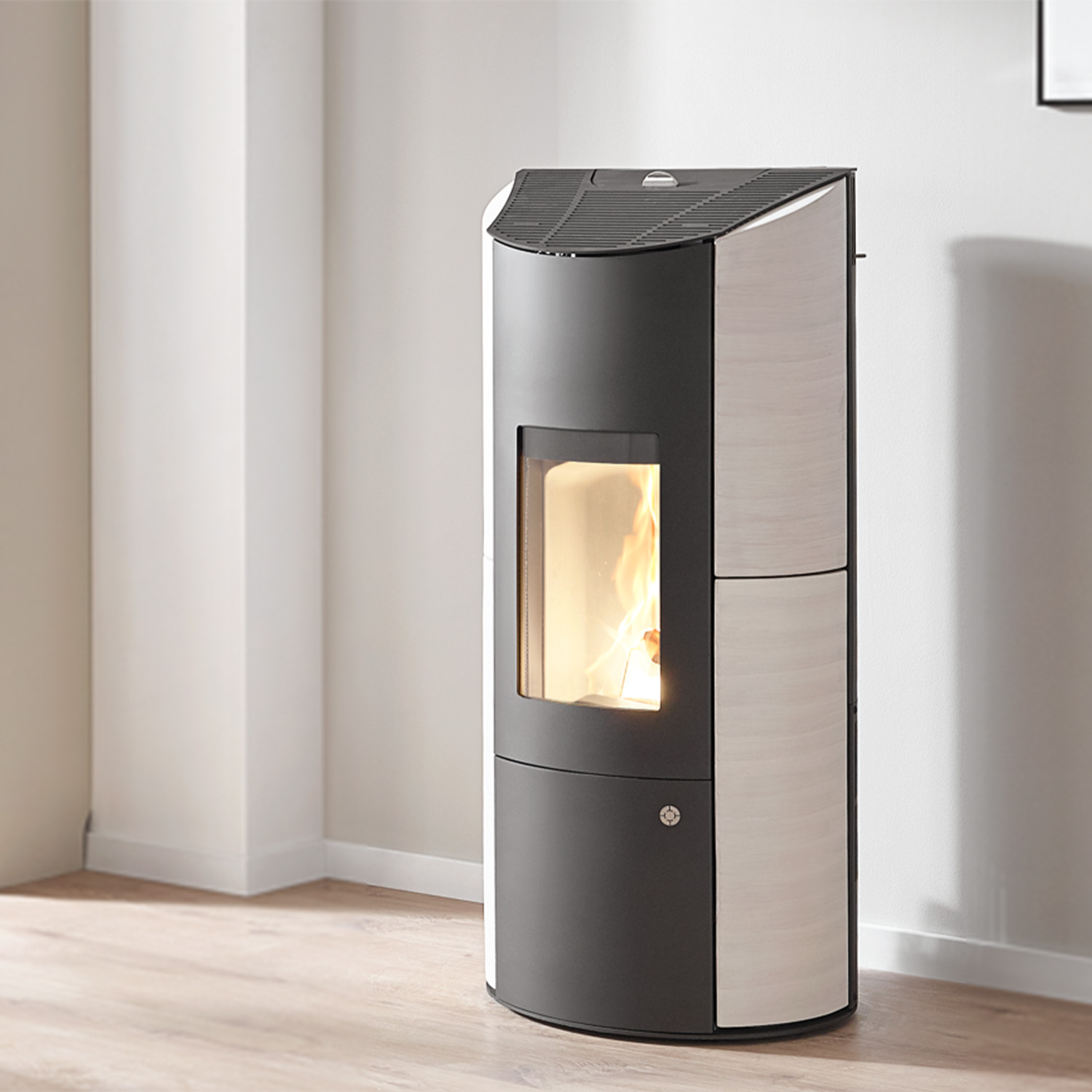 Olsberg Levana Aqua 3.0 Wasserführender Pelletofen Stahl Schwarz/Keramik Caffe Freddo 8kW