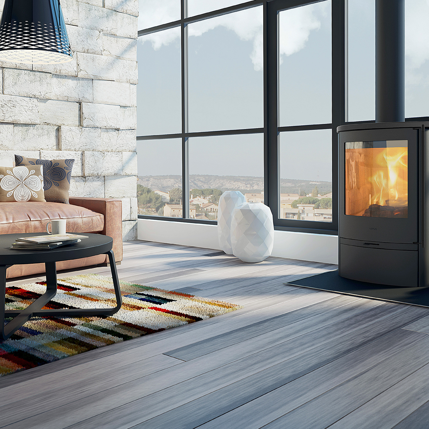 Lotus Jubilee 35 Kaminofen Schwarz, RR hinten od. RR oben