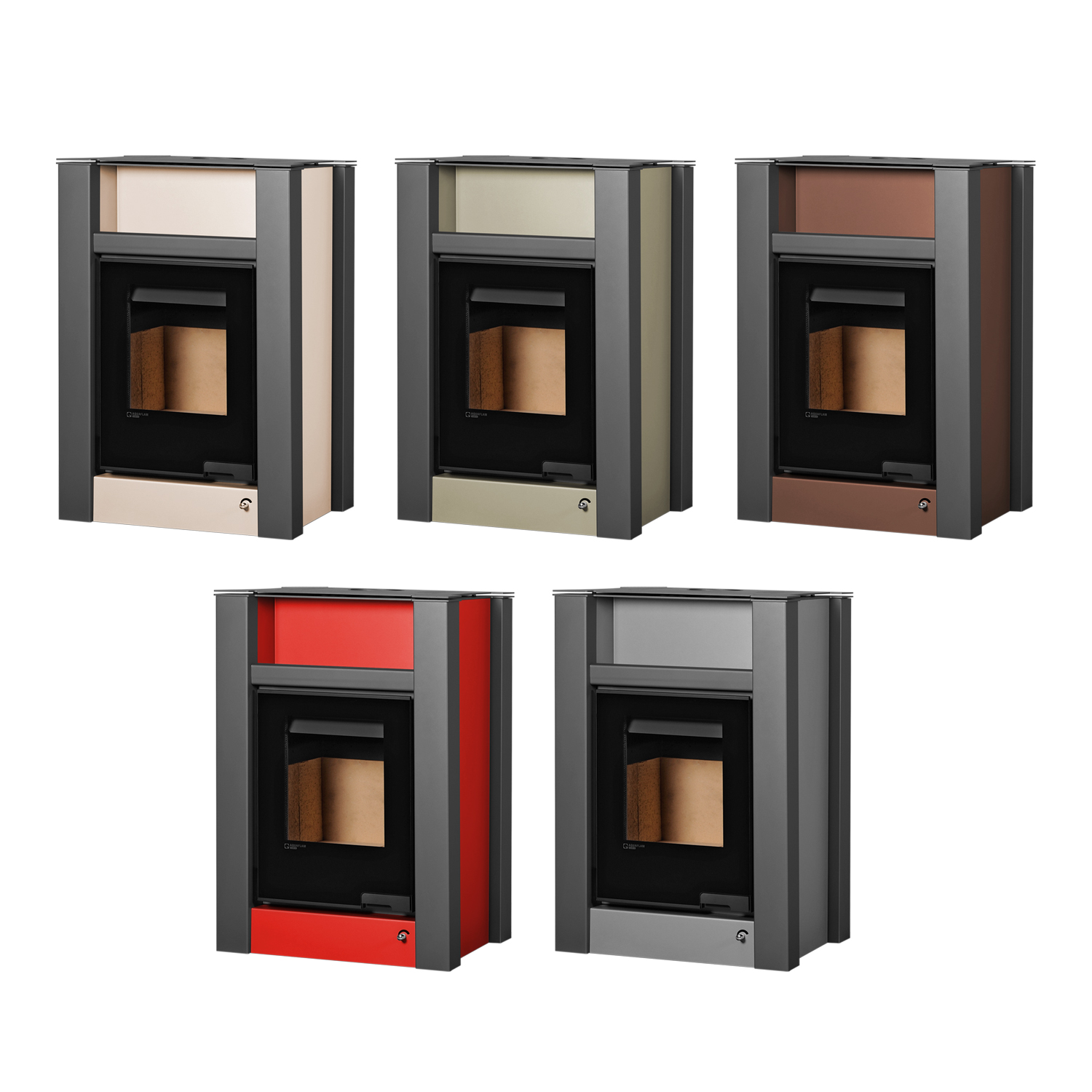 Kaminofen Aquaflam Vario Lend Brown 11 kW Set + Kombispeicher 600l + 2 SWT + Solarthermie-Set 3 (9 m²)