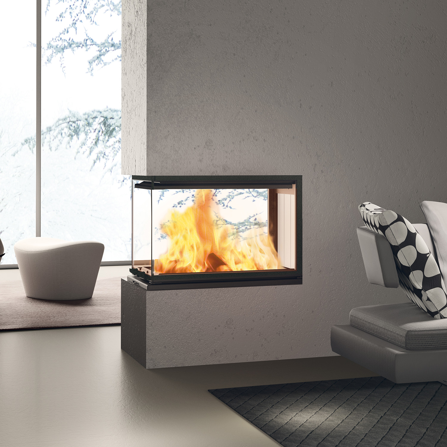 Edilkamin Windo3 50 Kamineinsatz mit weißem Brennraum