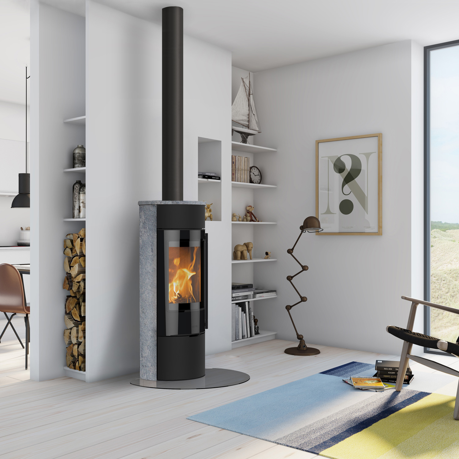 Lotus Prestige Magic 40 Kaminofen Schwarz/ Speckstein, RR hinten od. RR oben / optional Griffvarianten