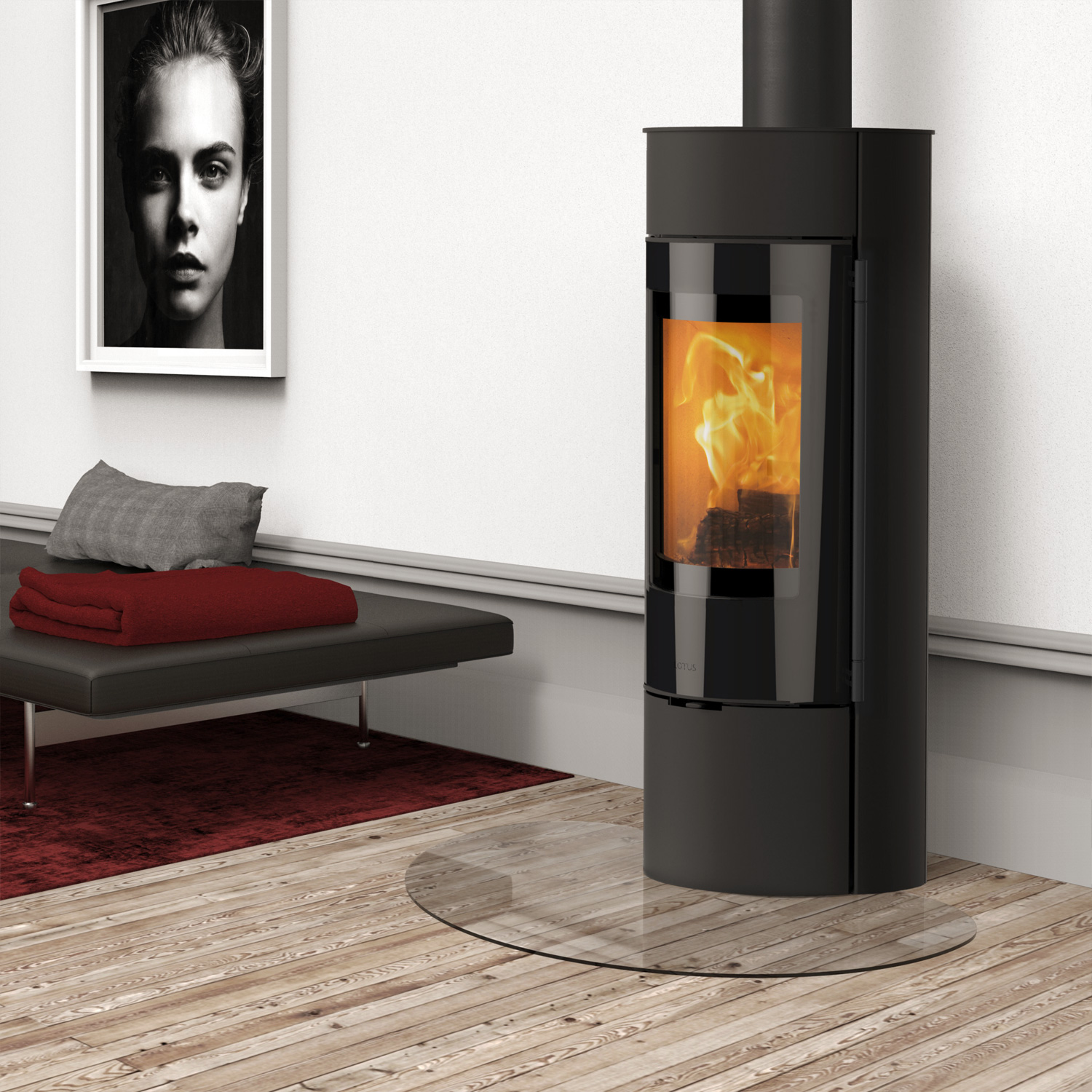 Lotus Prestige Magic 40 Kaminofen Stahl schwarz, RR hinten od. RR oben / optional Griffvarianten