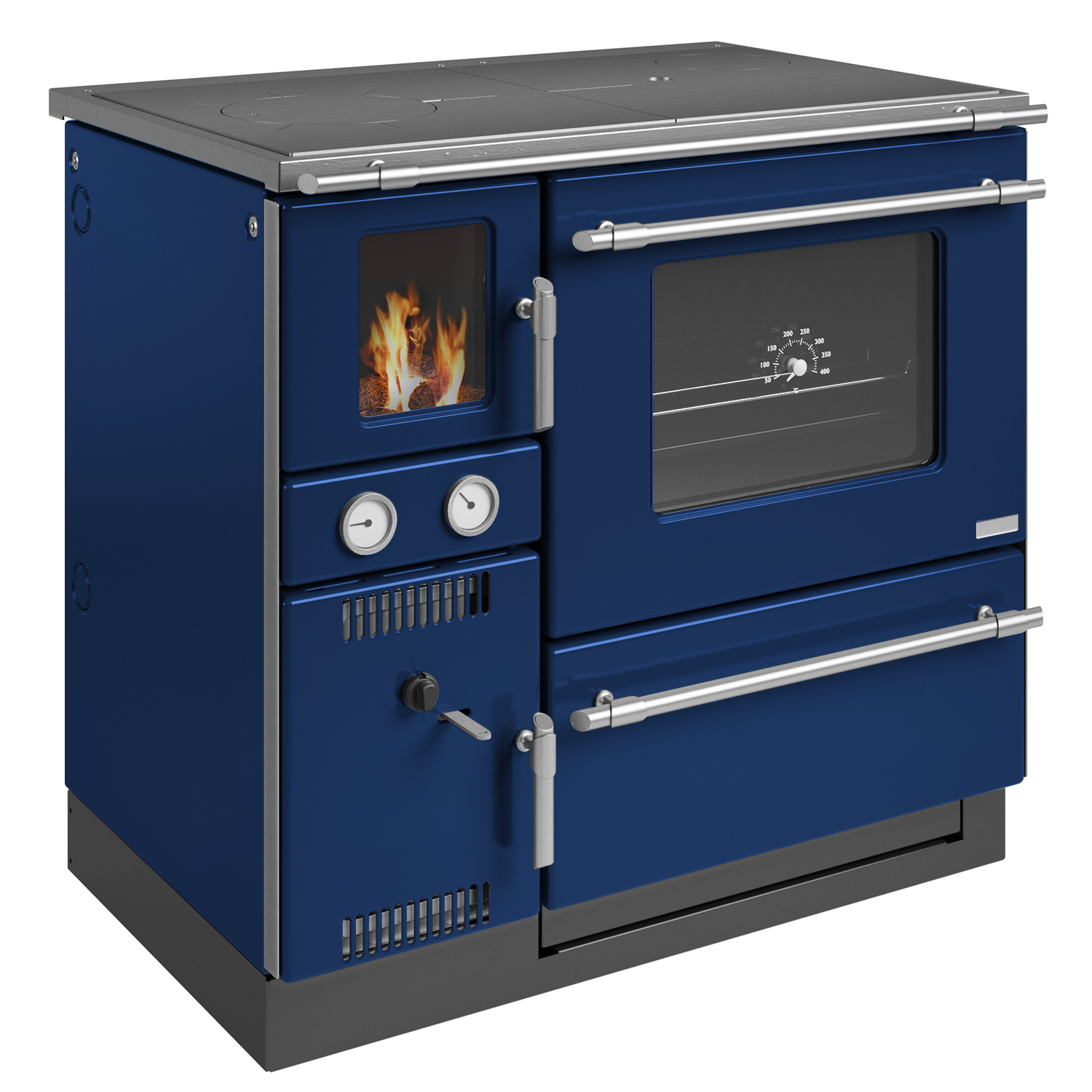 Wamsler K 148 Küchenofen wasserführend Blau/Matt, Rauchrohr rechts