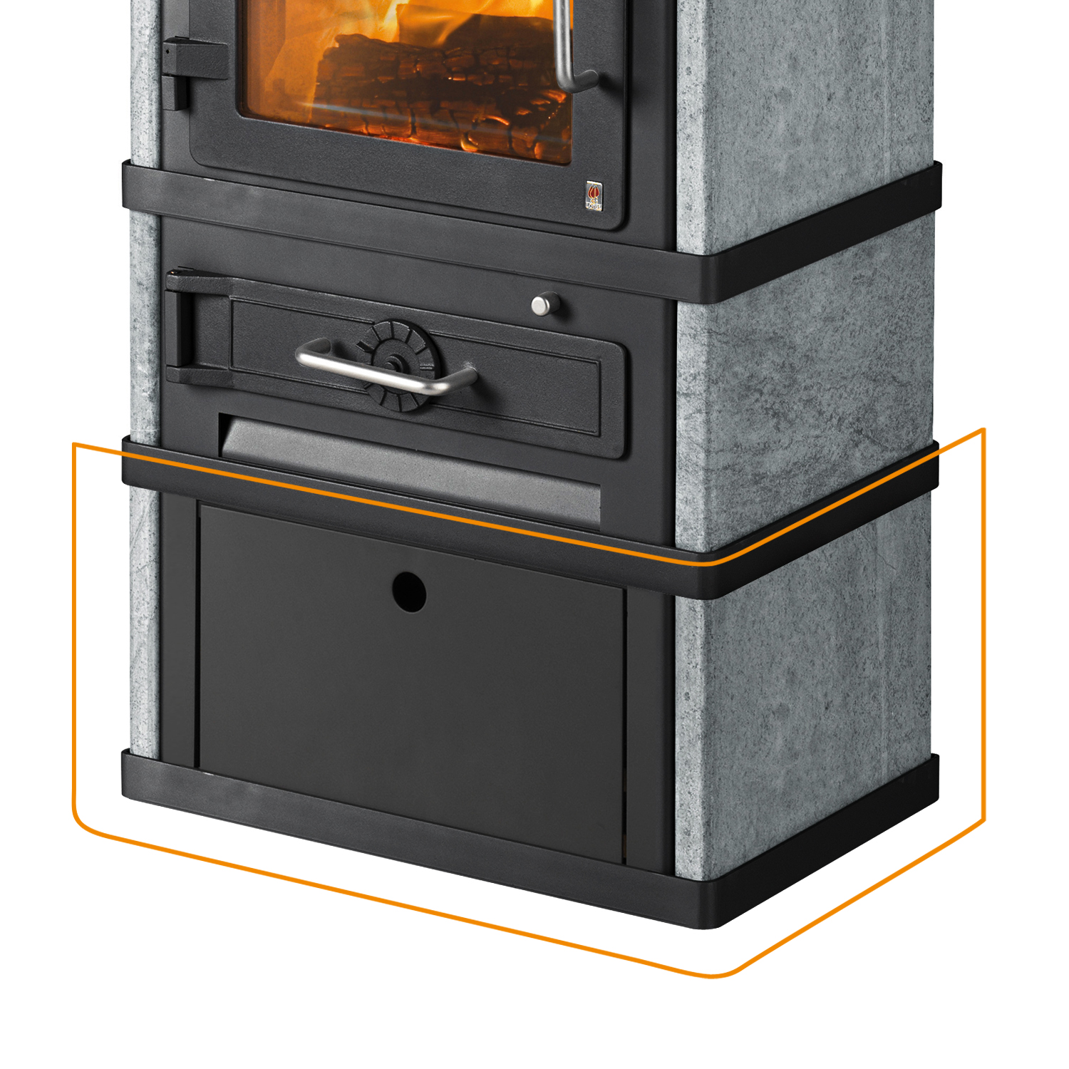 Lotus Brennholzsockel schwarz für den 2080 Kaminofen