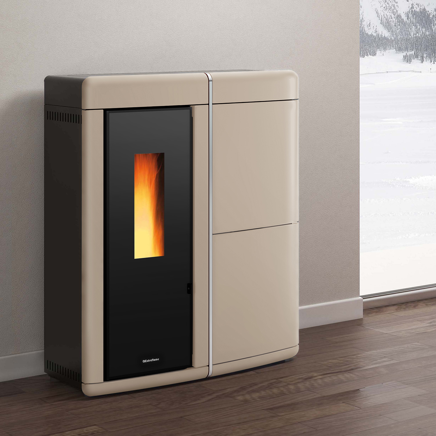 Extraflame Evolution Line Evelyne Idro 2.0 Wasserführender Pelletofen Taupe Extraflame Evolution Line Evelyne Idro 2.0 Wasserführender Pelletofen Taupe