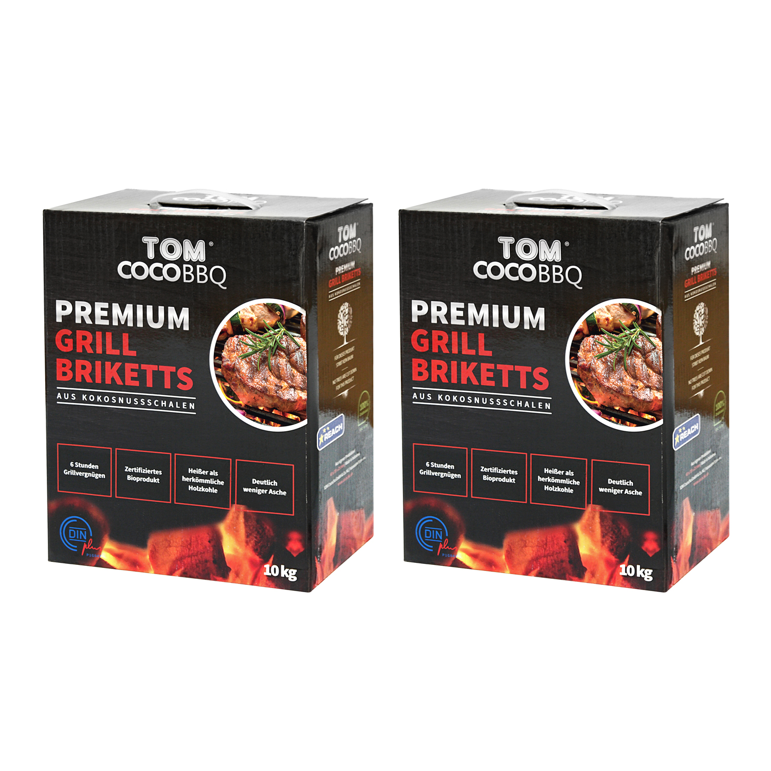 TOM COCO Grill-Kokoskohle Briketts, Quader, 2 x 10 kg (20 kg) TOM COCO Grill-Kokoskohle Briketts, Quader, 2 x 10 kg (20 kg)