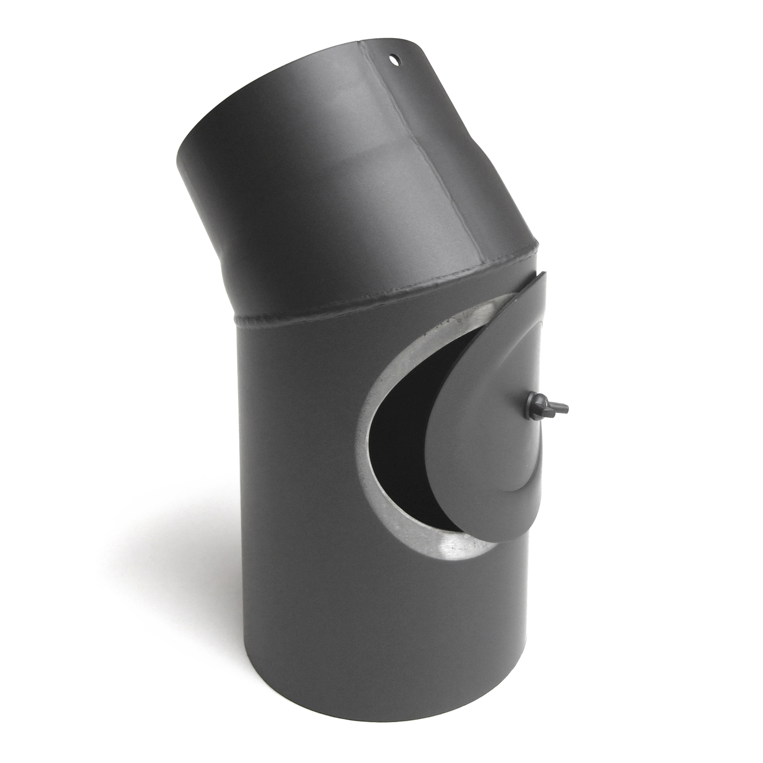 Raik Basic Rauchrohrbogen 150mm gussgrau 45° mit Tür für Rauchrohr / Ofenrohr
