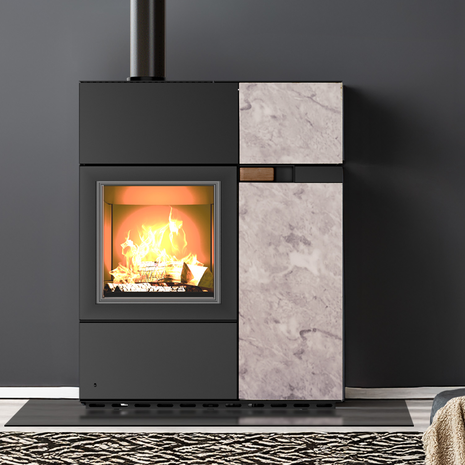 Austroflamm Quadra Duo Pelletofen Stein Marble Grey Clouds Austroflamm Quadra Duo Pelletofen Stein Marble Grey Clouds