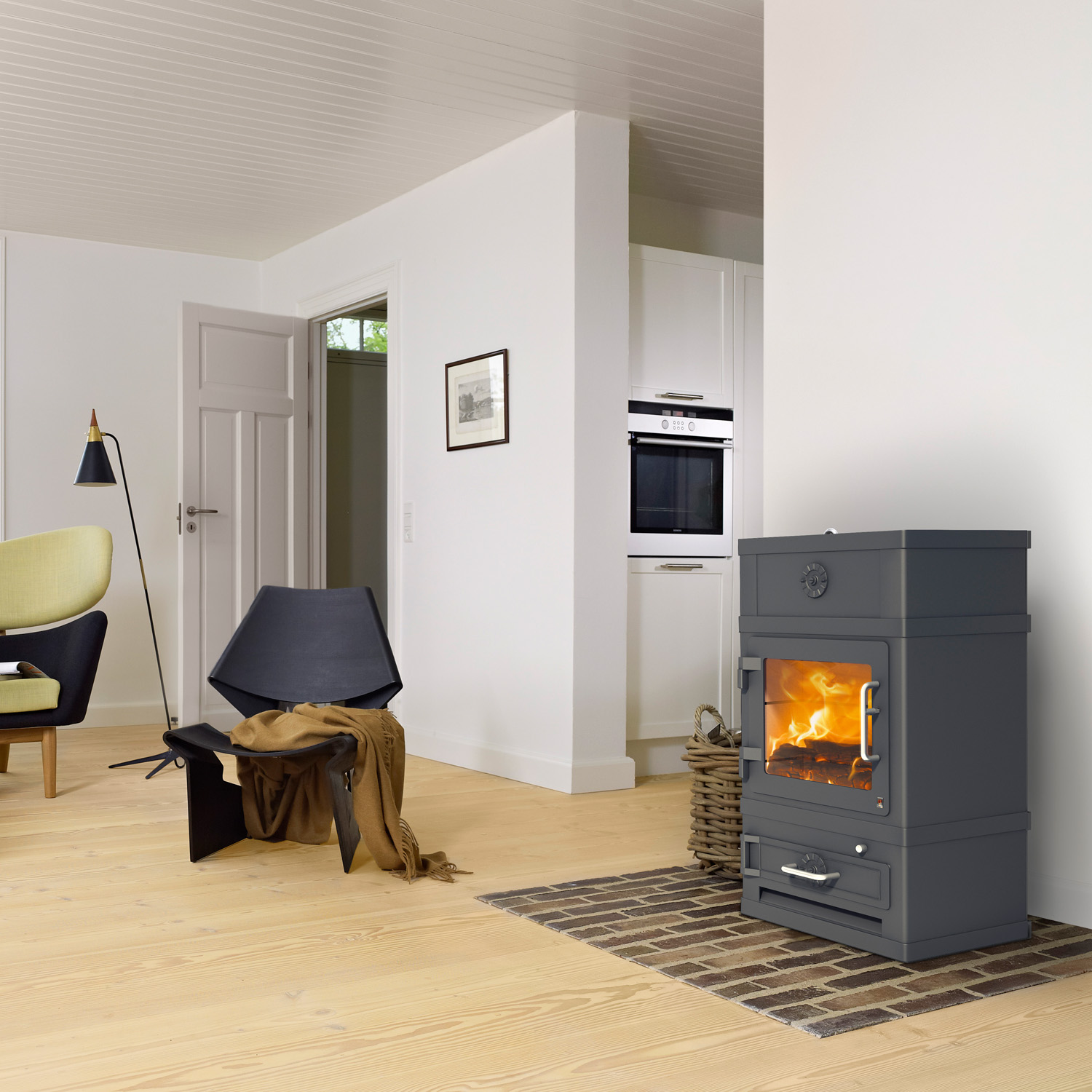 Lotus 2060 Kaminofen Grau, Rauchabgang hinten