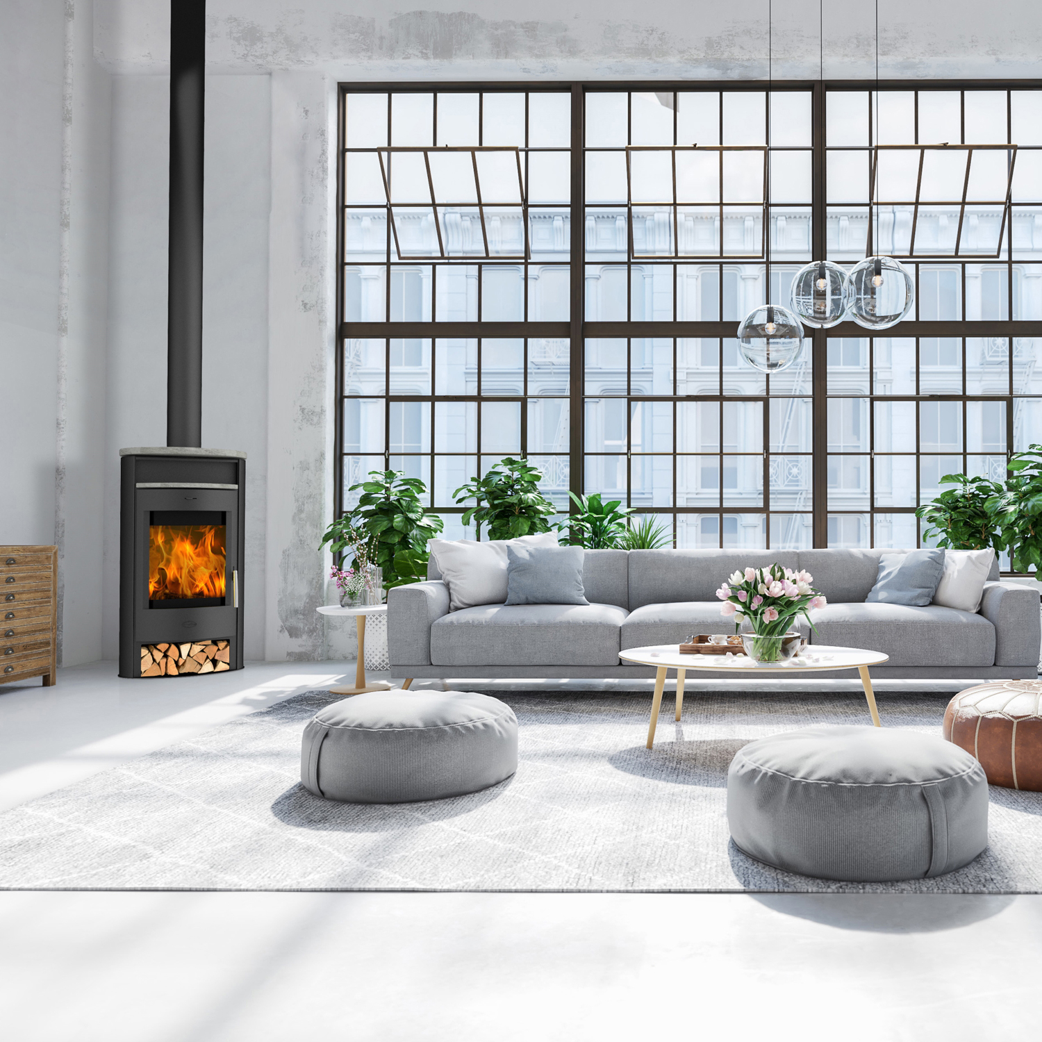 Fireplace Jakarta Kaminofen Stahl Schwarz | Topplatte Speckstein