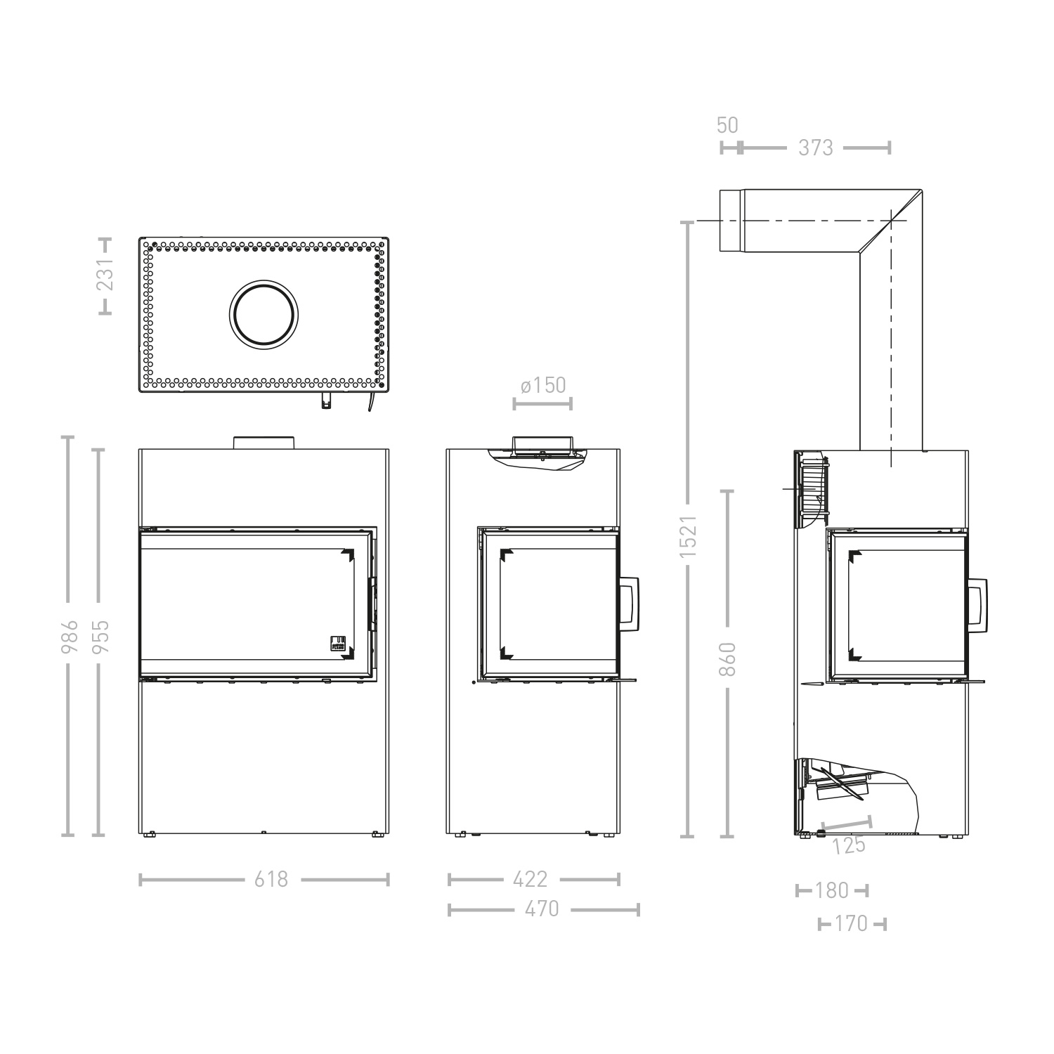 Austroflamm Dexter 2.0 Kaminofen Stahl Gussgrau Türanschlag links Austroflamm Dexter 2.0 Kaminofen Stahl Gussgrau Türanschlag links