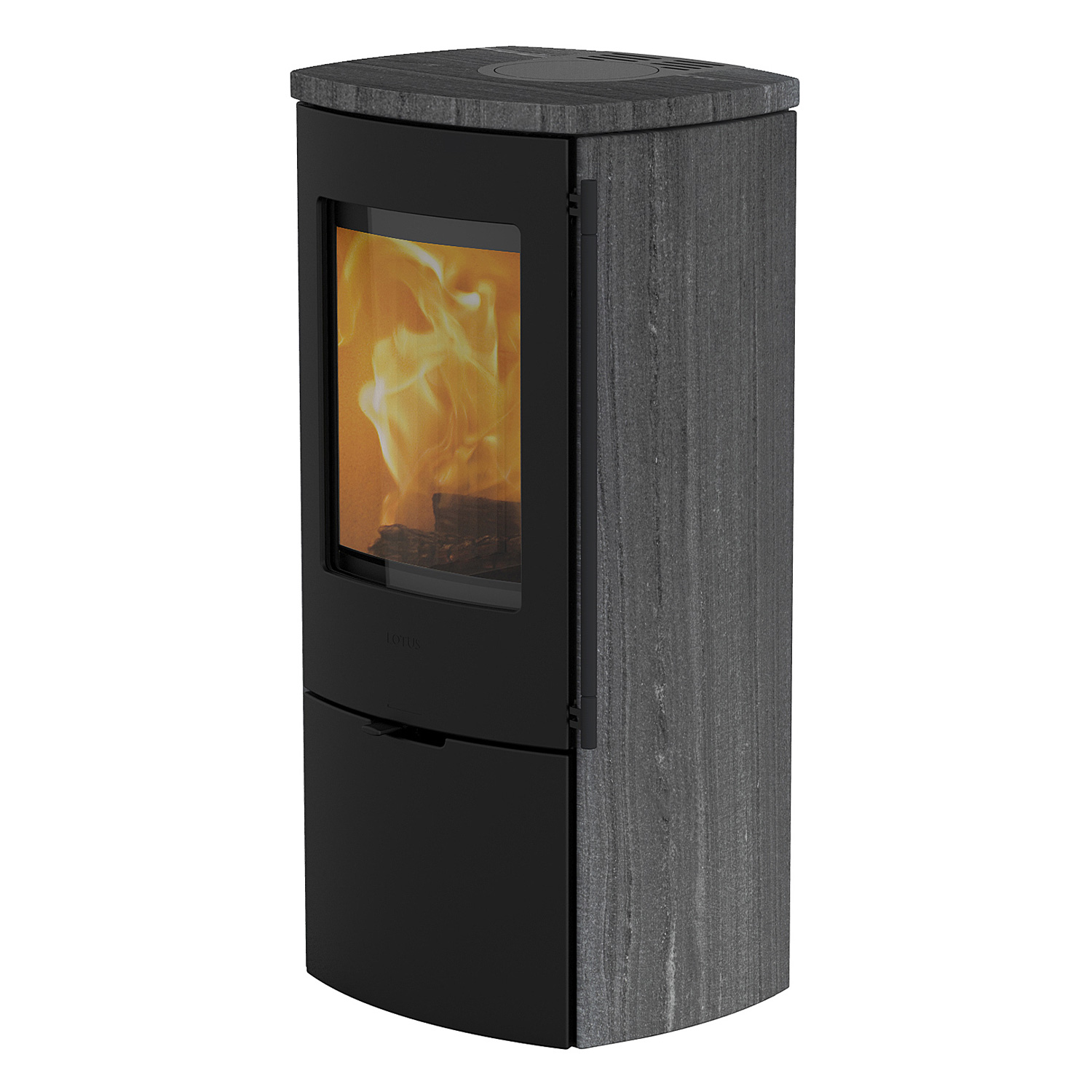 Lotus Mondo 30 Kaminofen Schwarz / Indian Night, Rauchrohranschluss hinten Lotus Mondo 30 Kaminofen Schwarz / Indian Night, Rauchrohranschluss hinten