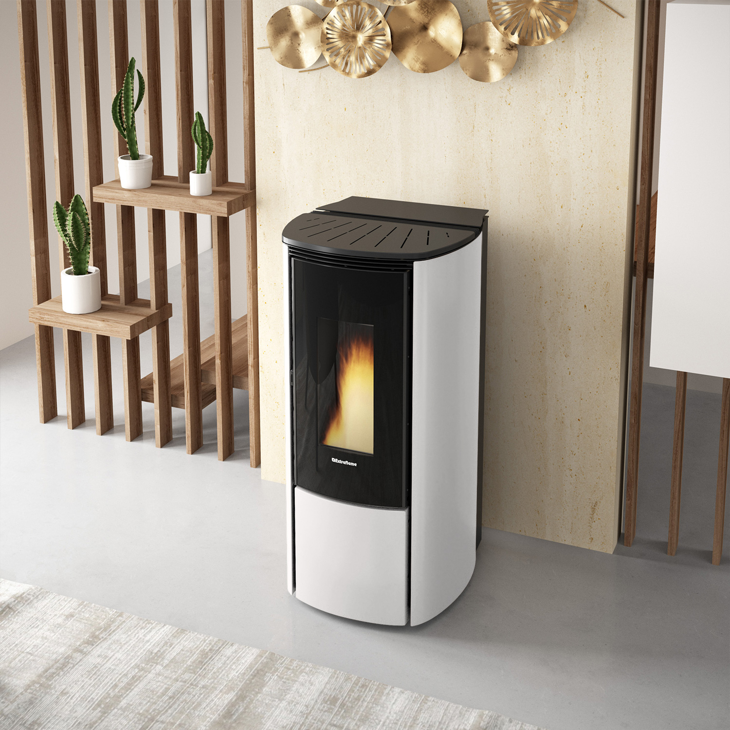 Extraflame Evolution Line Katia 9 Pelletofen Stahl Weiß Extraflame Evolution Line Katia 9 Pelletofen Stahl Weiß