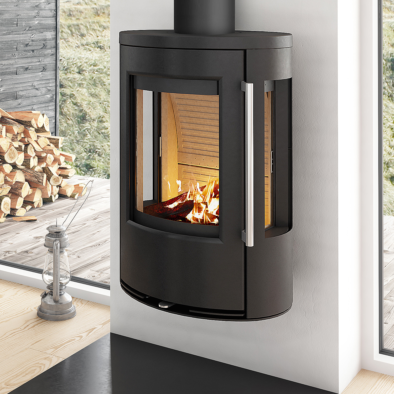 TermaTech TT23RGW Kaminofen Stahl Schwarz Rauchabgang oben TermaTech TT23RGW Kaminofen Stahl Schwarz Rauchabgang oben