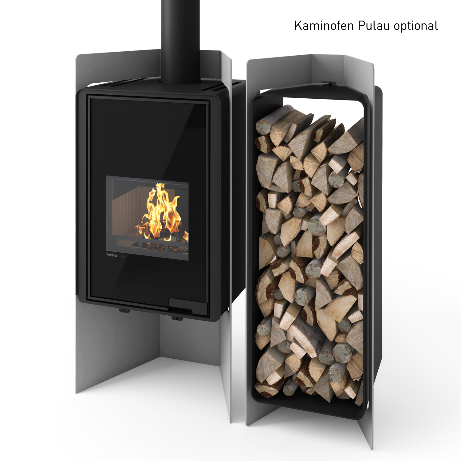 HS Flamingo Deluxe 4 Holzregal Grau