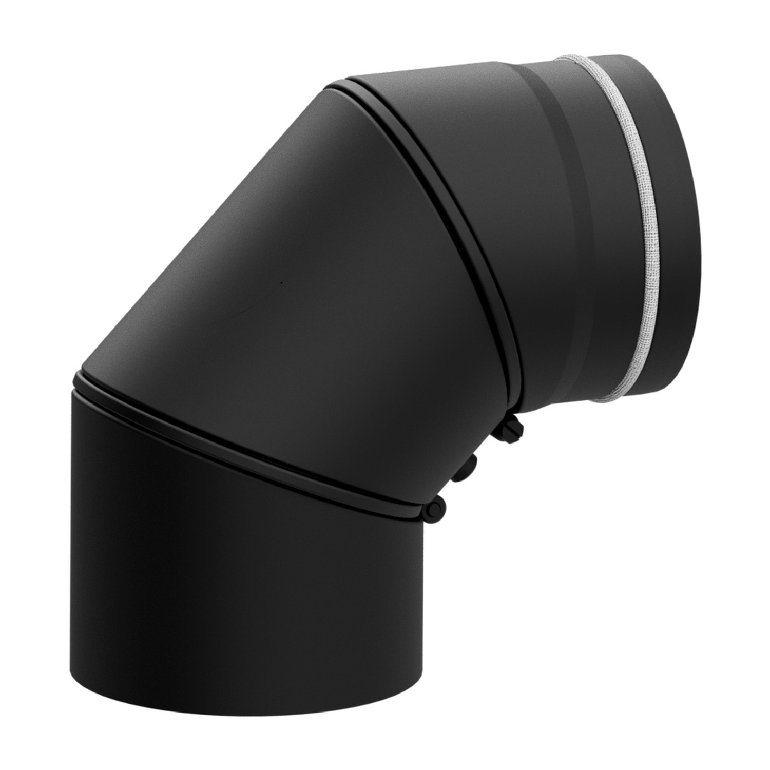 Raik Bogen LS Durchmesser 150/0-90° 2,00mm eingezogen drehbar 3-tlg mit eingelegter Tür schwarz