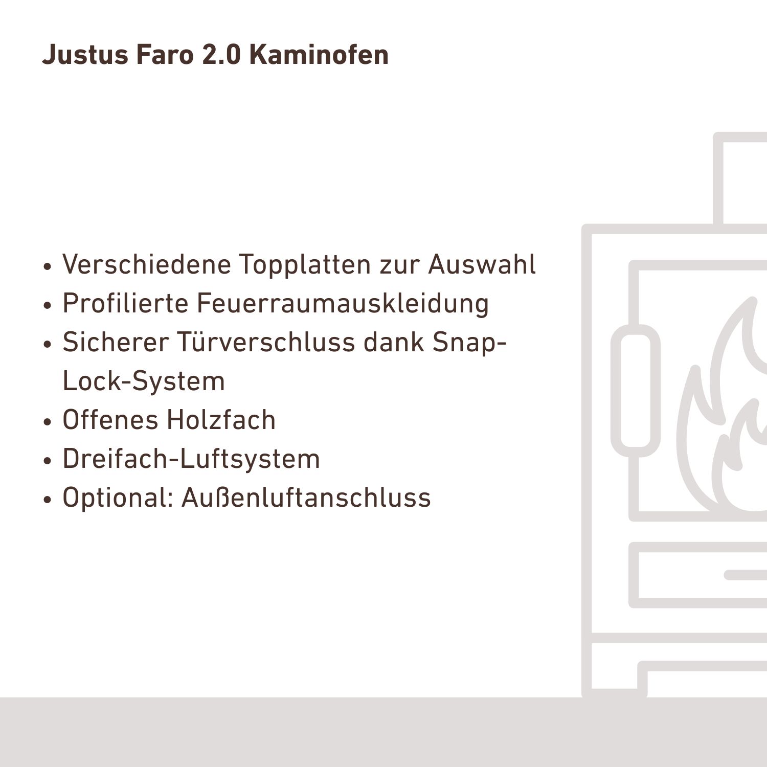 Justus Faro 2.0 Kaminofen Stahl Gussgrau mit Speckstein-Abdeckplatte