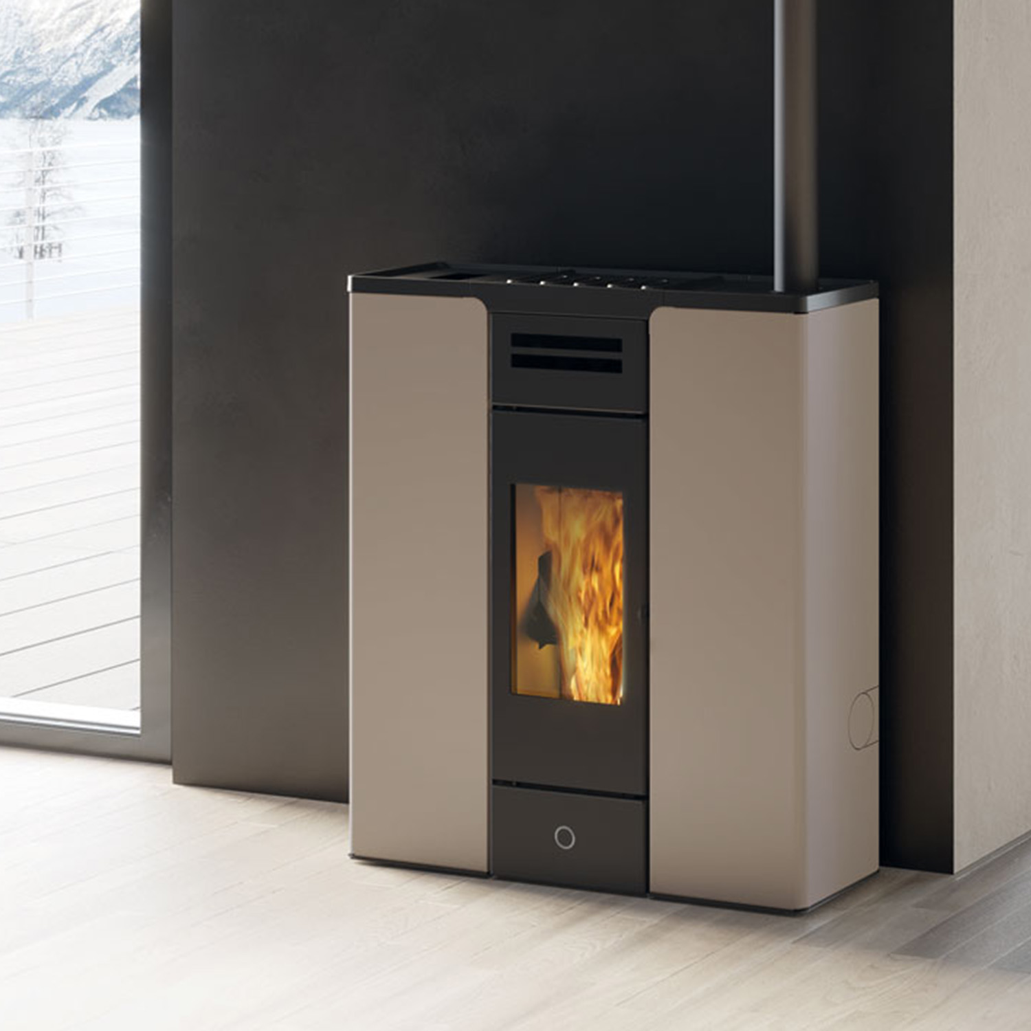 EK63 Entity 90+ Evo Pelletofen Stahl taubengrau