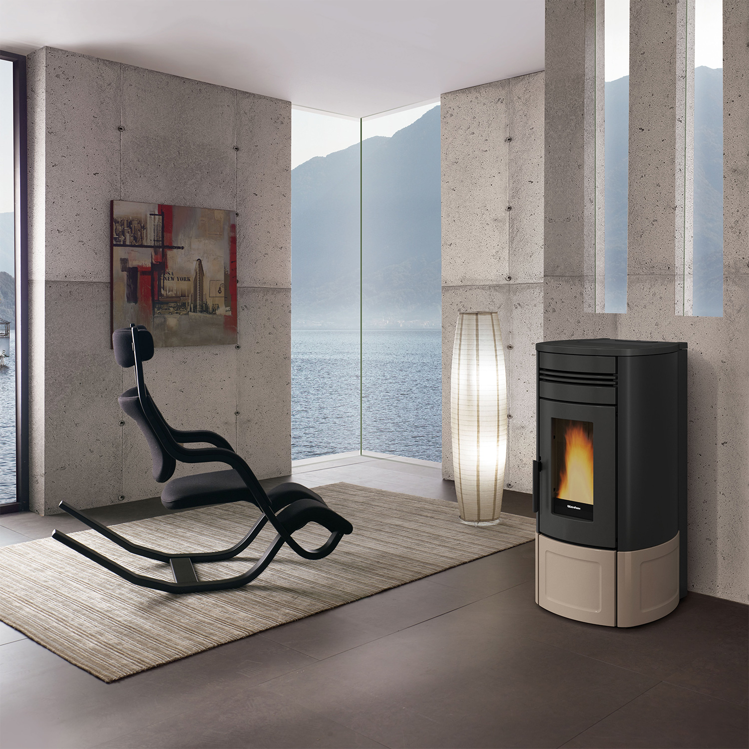 Extraflame Evolution Line Noris Lux Pelletofen Stahl Majolika Tortora