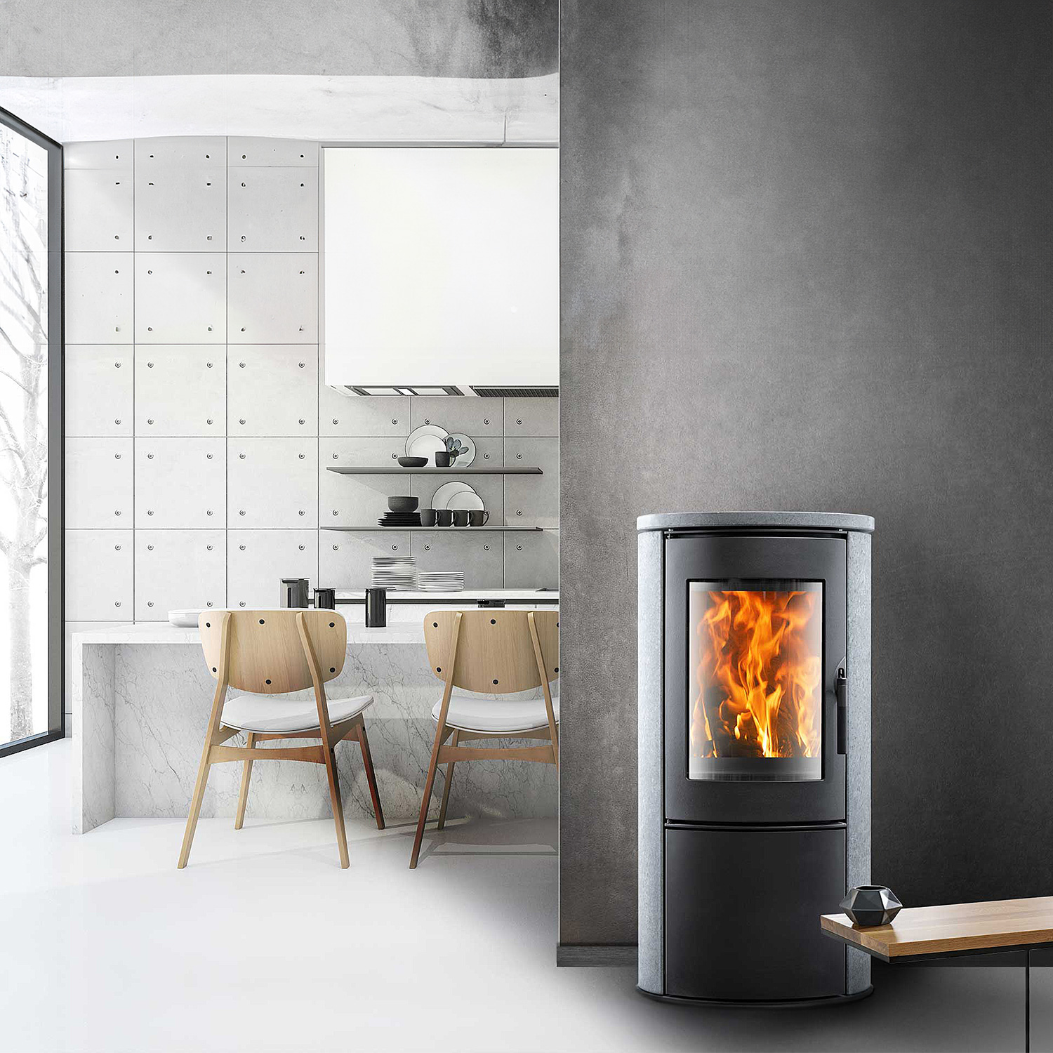 Novaline Zara Kaminofen Stahl Schwarz / Speckstein-Optik Novaline Zara Kaminofen Stahl Schwarz / Speckstein-Optik