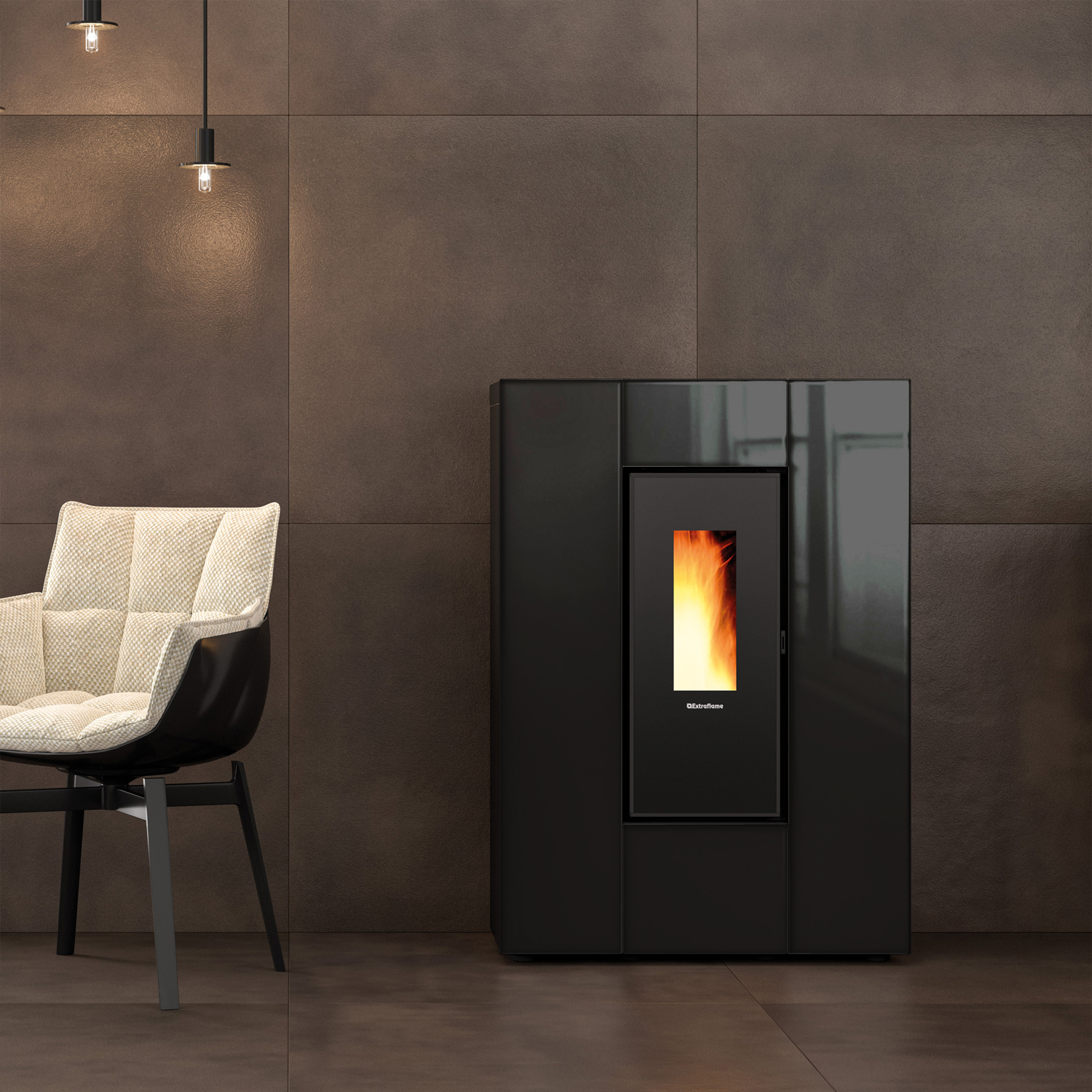 Extraflame Marilena Plus AD Pelletofen Crystal Schwarz-Anthrazit