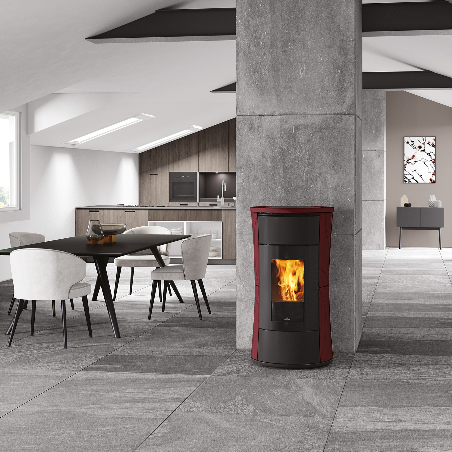 Edilkamin Cherie 9 EVO Pelletofen Keramik Bordeaux Edilkamin Cherie 9 EVO Pelletofen Keramik Bordeaux