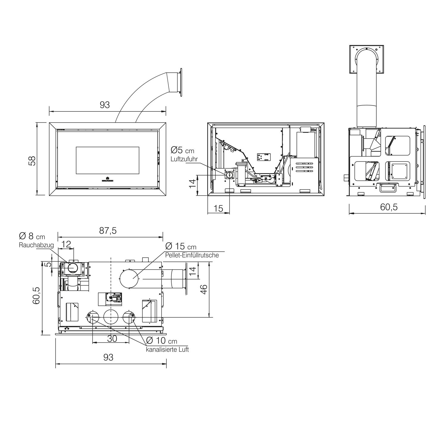 Edilkamin Pellkamin2 12 Pelleteinsatz mit Einfüllrutsche und Air Diffuser Kit Edilkamin Pellkamin2 12 Pelleteinsatz mit Einfüllrutsche und Air Diffuser Kit