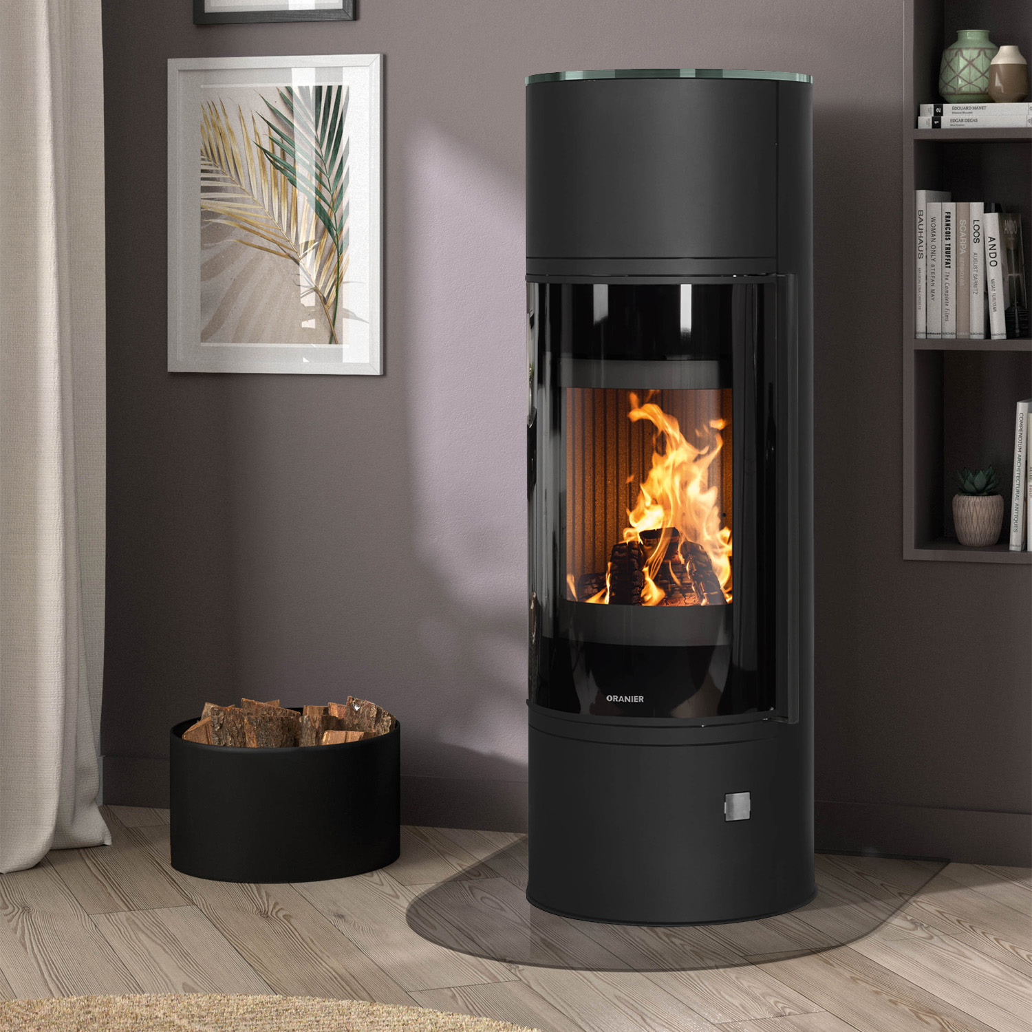 Oranier Arena W+ 2.0 Kaminofen Stahl Schwarz mit Abdeckplatte Glas