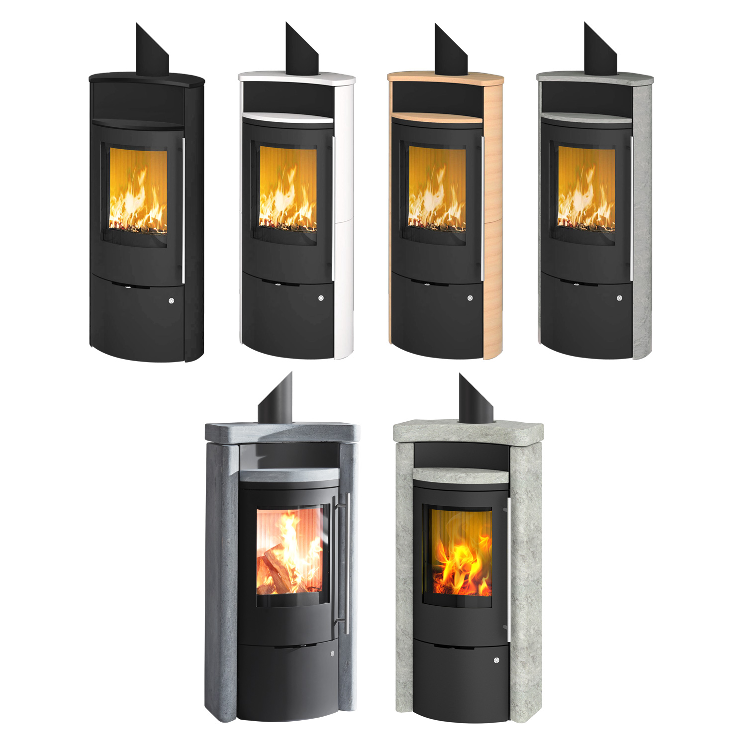 Olsberg Caldera II Compact Kaminofen Stahl Schwarz | Keramik Caffe Latte