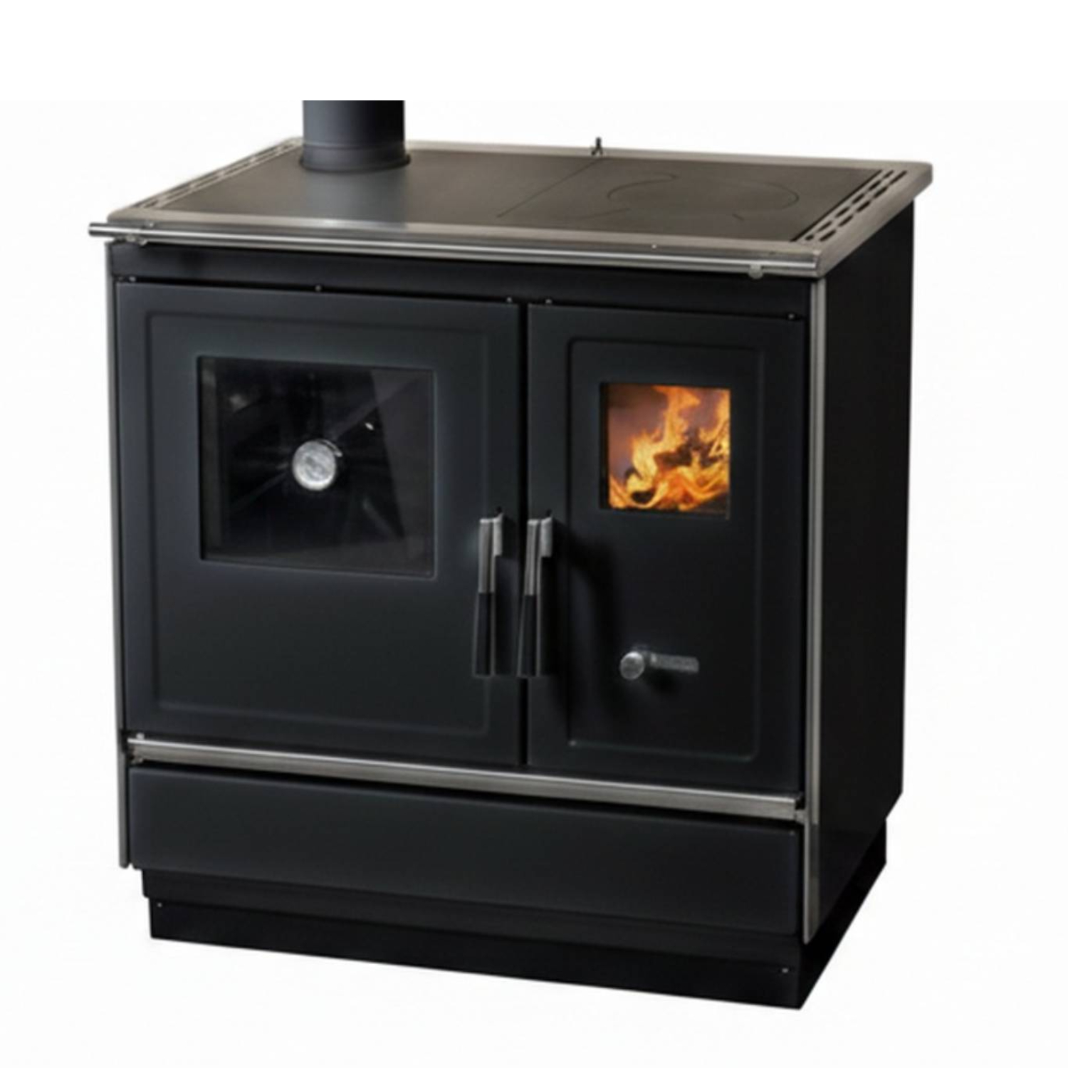 Haas+Sohn Küchenofen HSH 81 anthrazit links, Stahlkochplatte