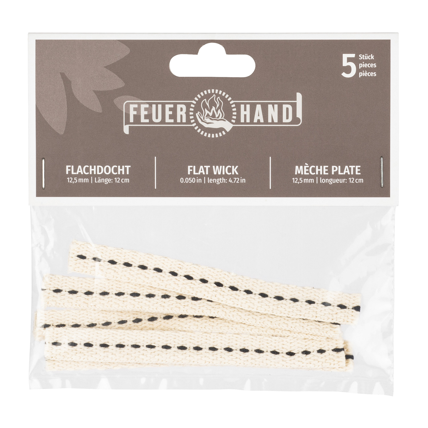 Feuerhand Flachdocht 12,5 x 120 mm 5 Stück