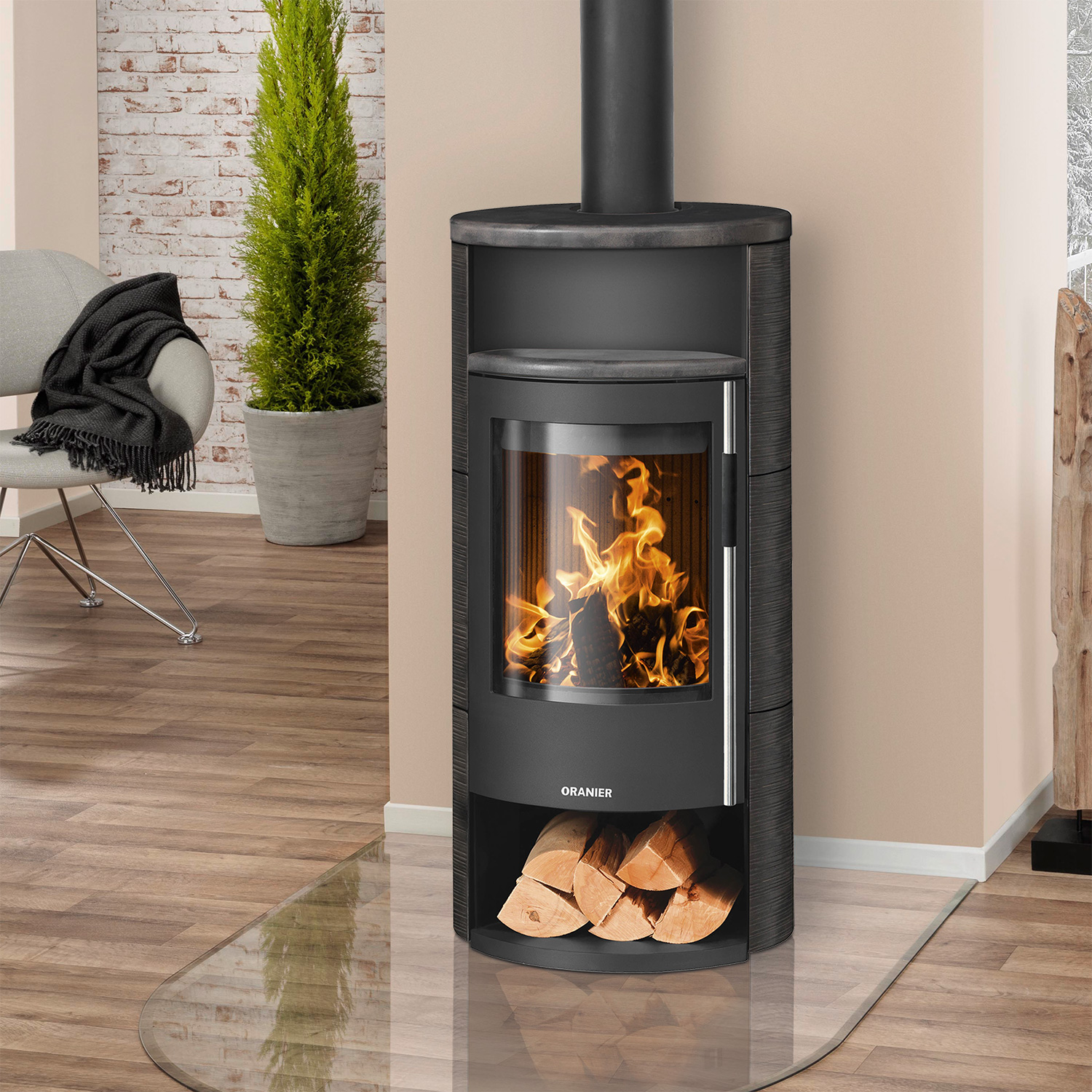 Oranier Polar Neo 6 Kaminofen Stahl Schwarz / Keramik Namib, DIBt