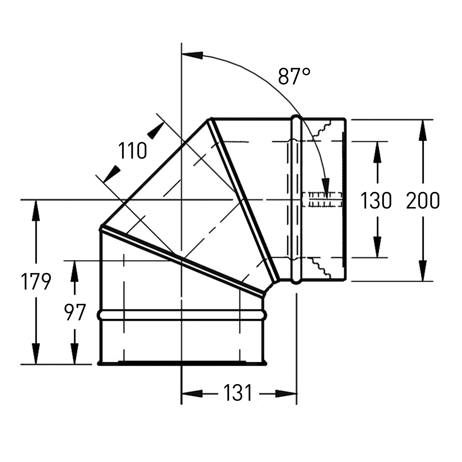 Trimline CC Bogen 90° 130-200